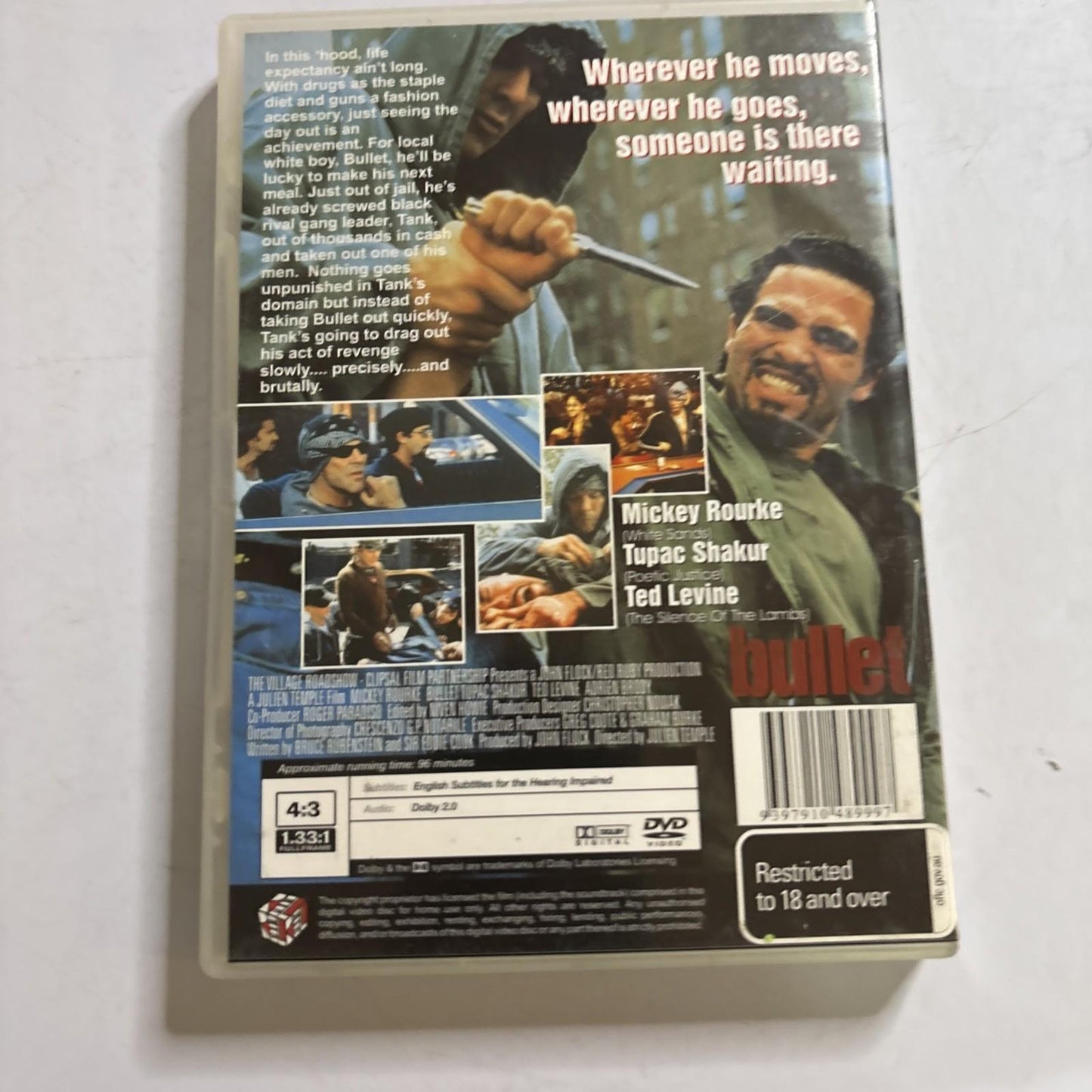 Bullet (DVD, 1996) Mickey Rourke, Tupac Shakur Region 4