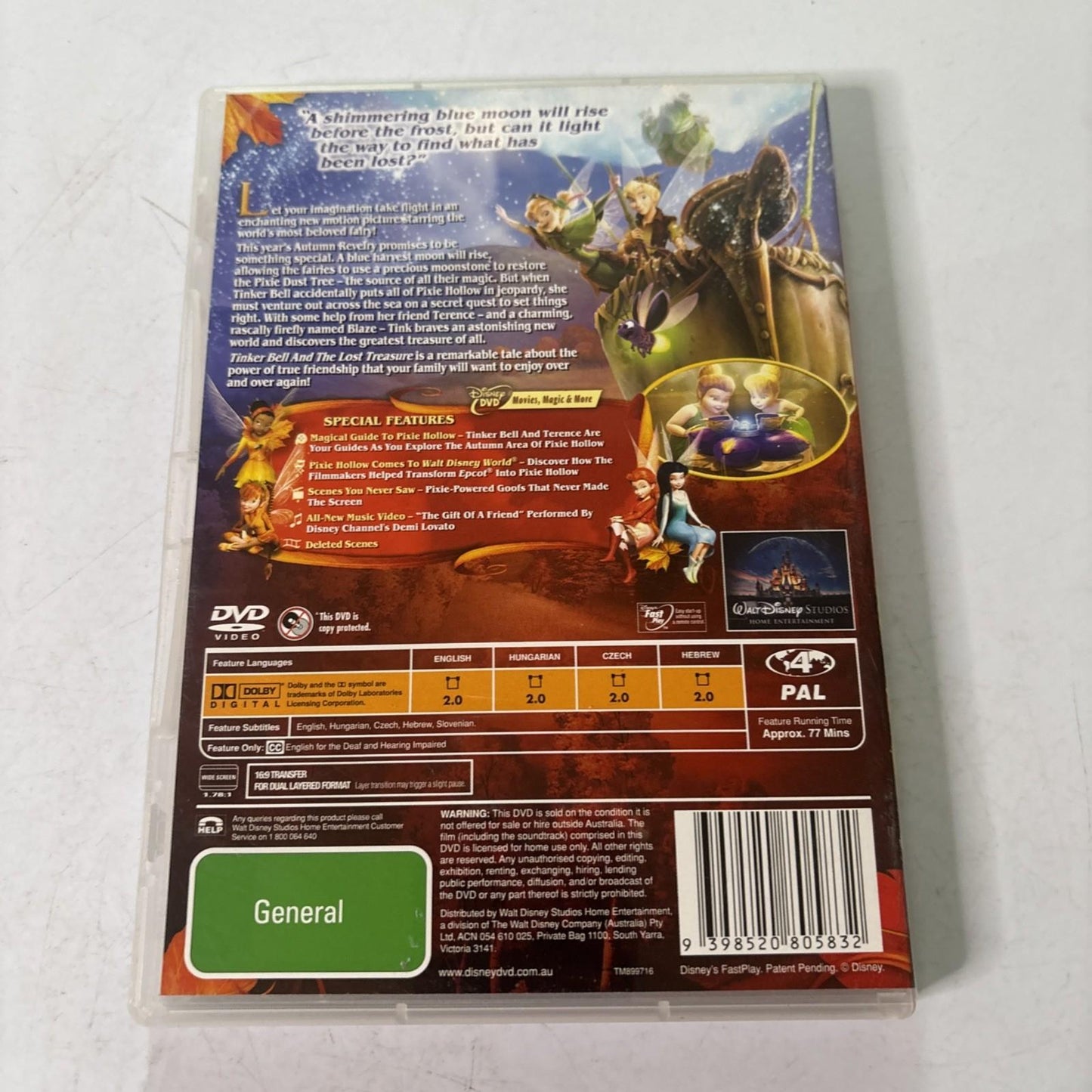 Tinker Bell and the Lost Treasure (DVD, 2009) Disney Region 4