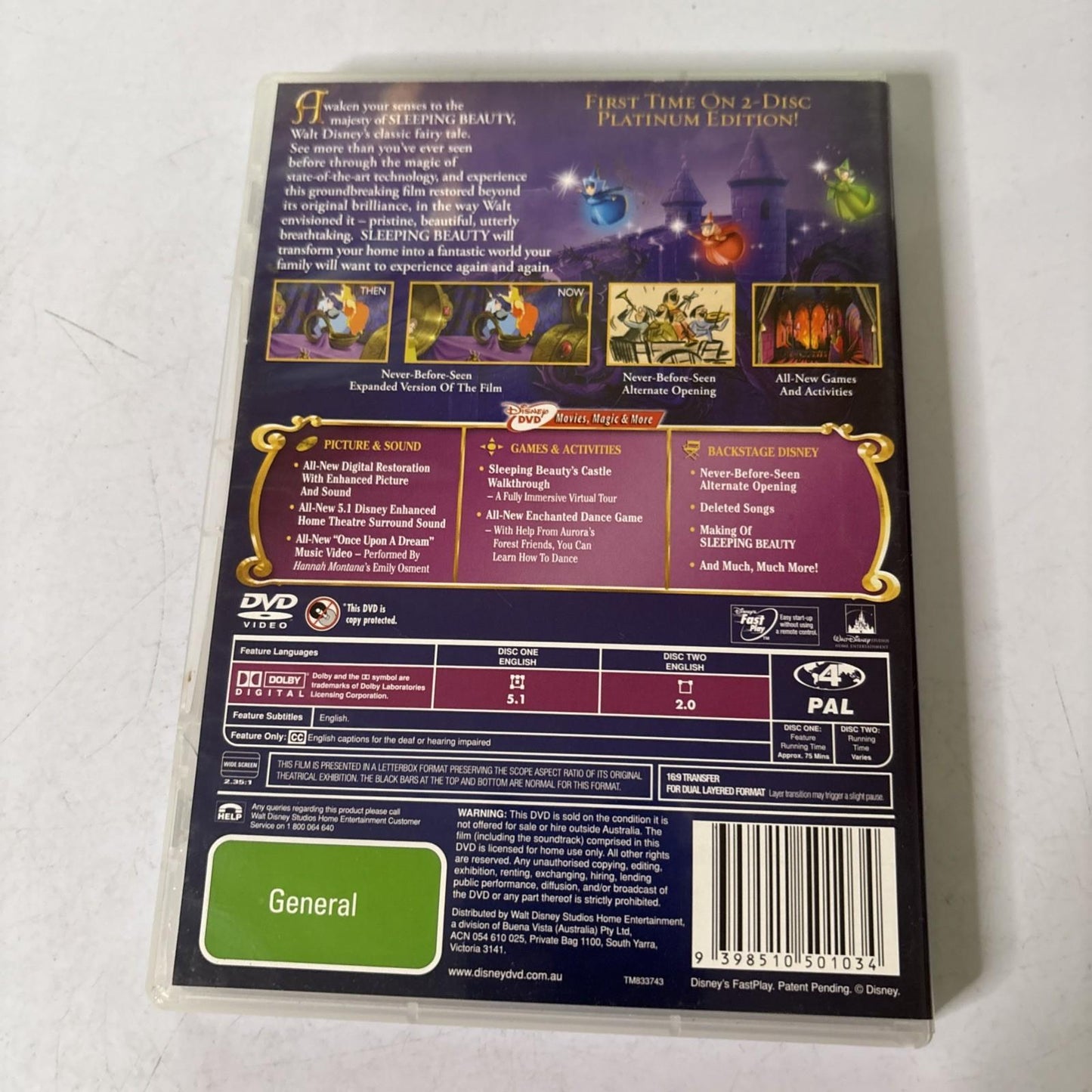 Sleeping Beauty - Platinum Edition (DVD, 1959) Disney Region 4
