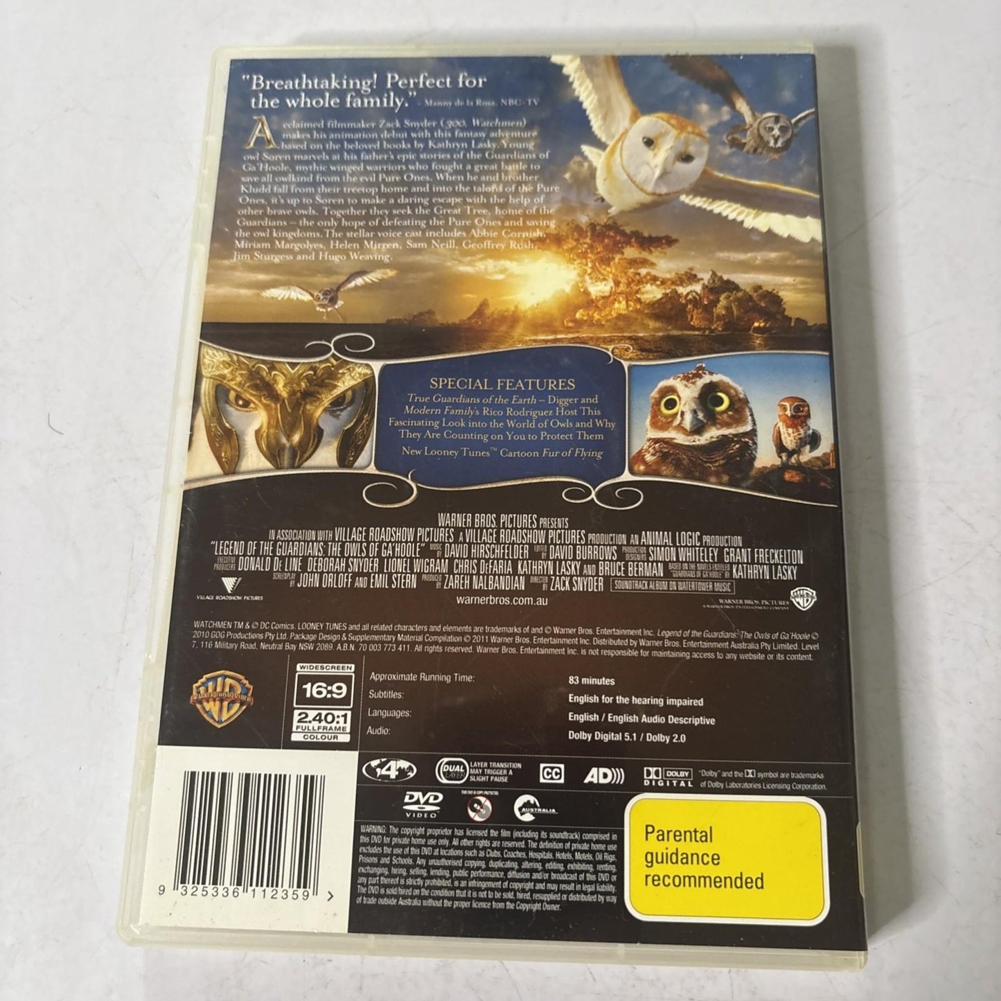 Legend of the Guardians - The Owls of Ga'hoole (DVD, 2010) Region 4