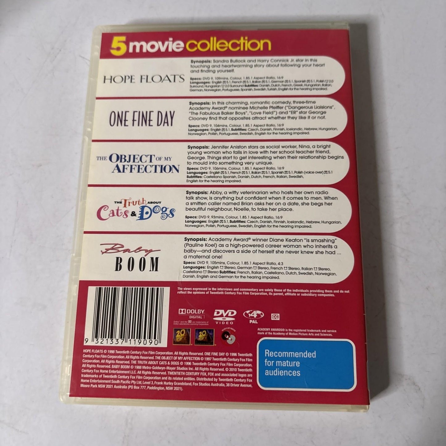 Hope Floats / One Fine Day / Object Of My Affection / Cats & Dogs, Baby Boom DVD