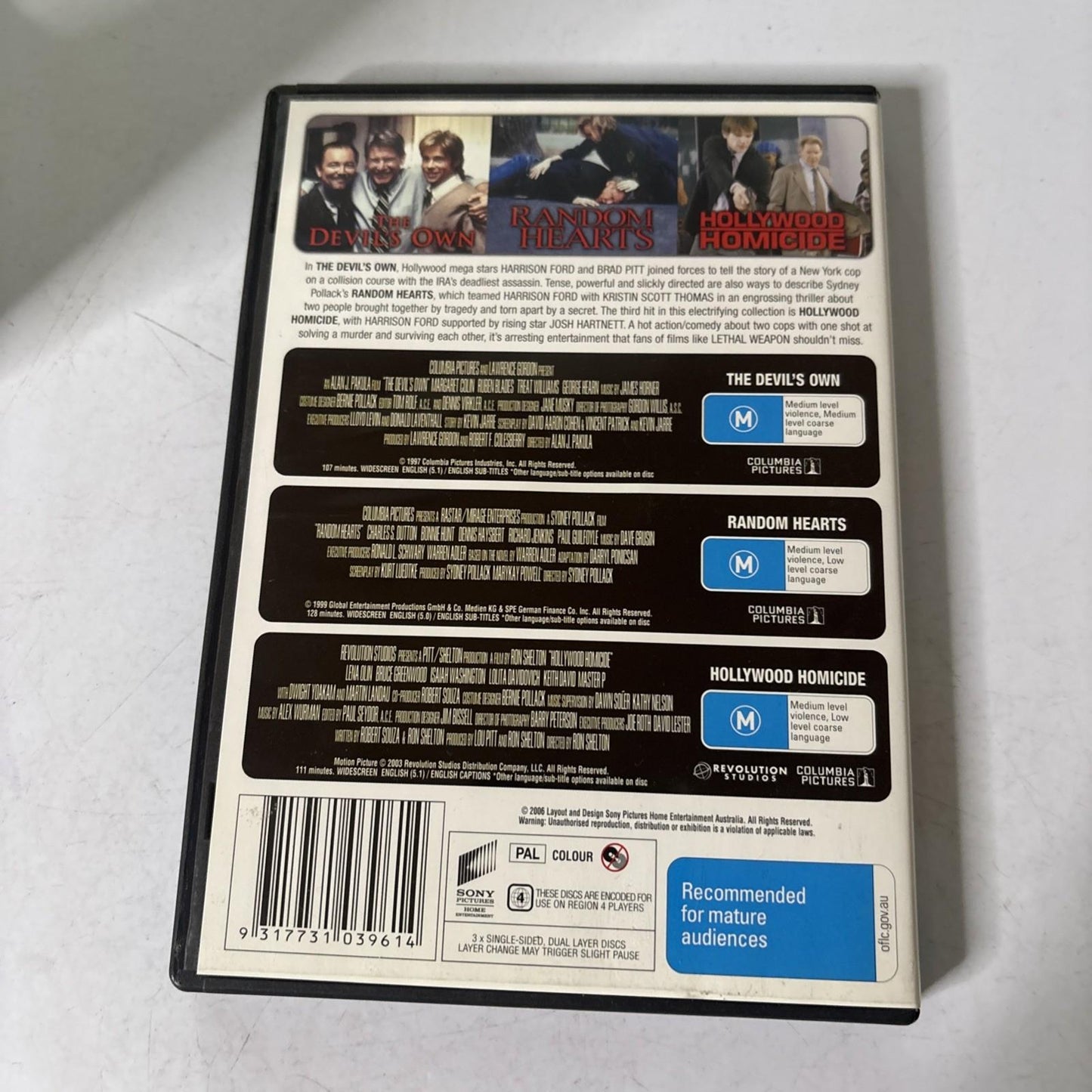 Hollywood Homicide / The Devil's Own / Random Hearts (DVD, 2003) Region 4 NEW