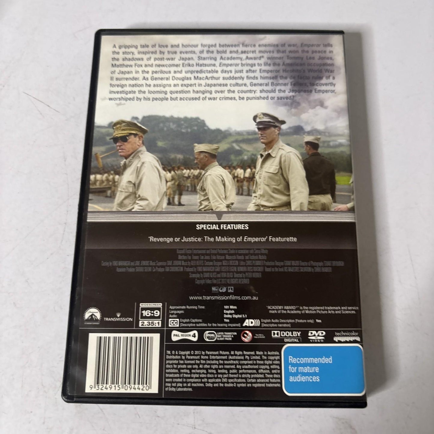 Emperor (DVD, 2012) Tommy Lee Jones, Matthew Fox Region 4 NEW