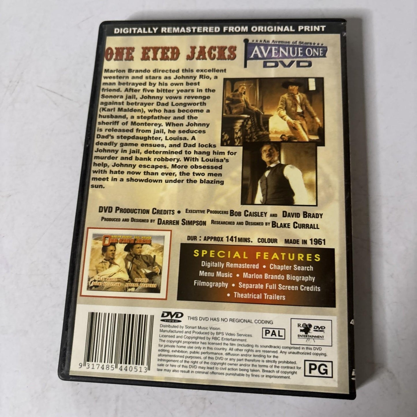 One Eyed Jacks (DVD, 1961) Marlon Brando All Regions