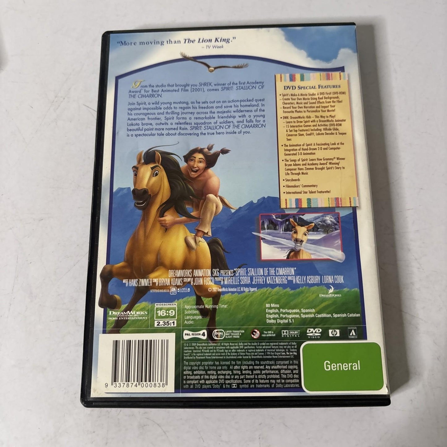 Spirit: Stallion of the Cimarron (DVD, 2002) Region 4