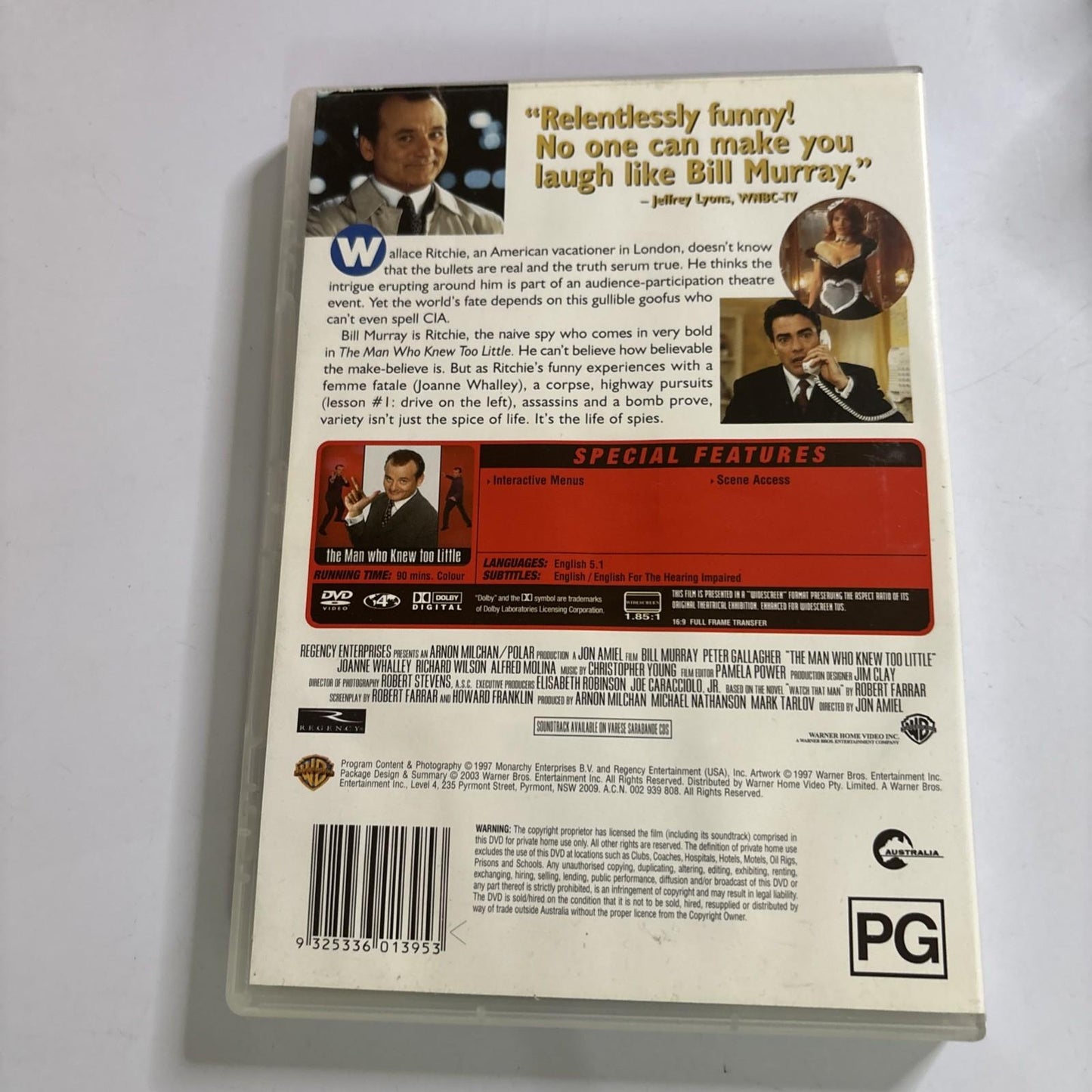 The Man Who Knew Too Little (DVD, 1997) Bill Murray Region 4
