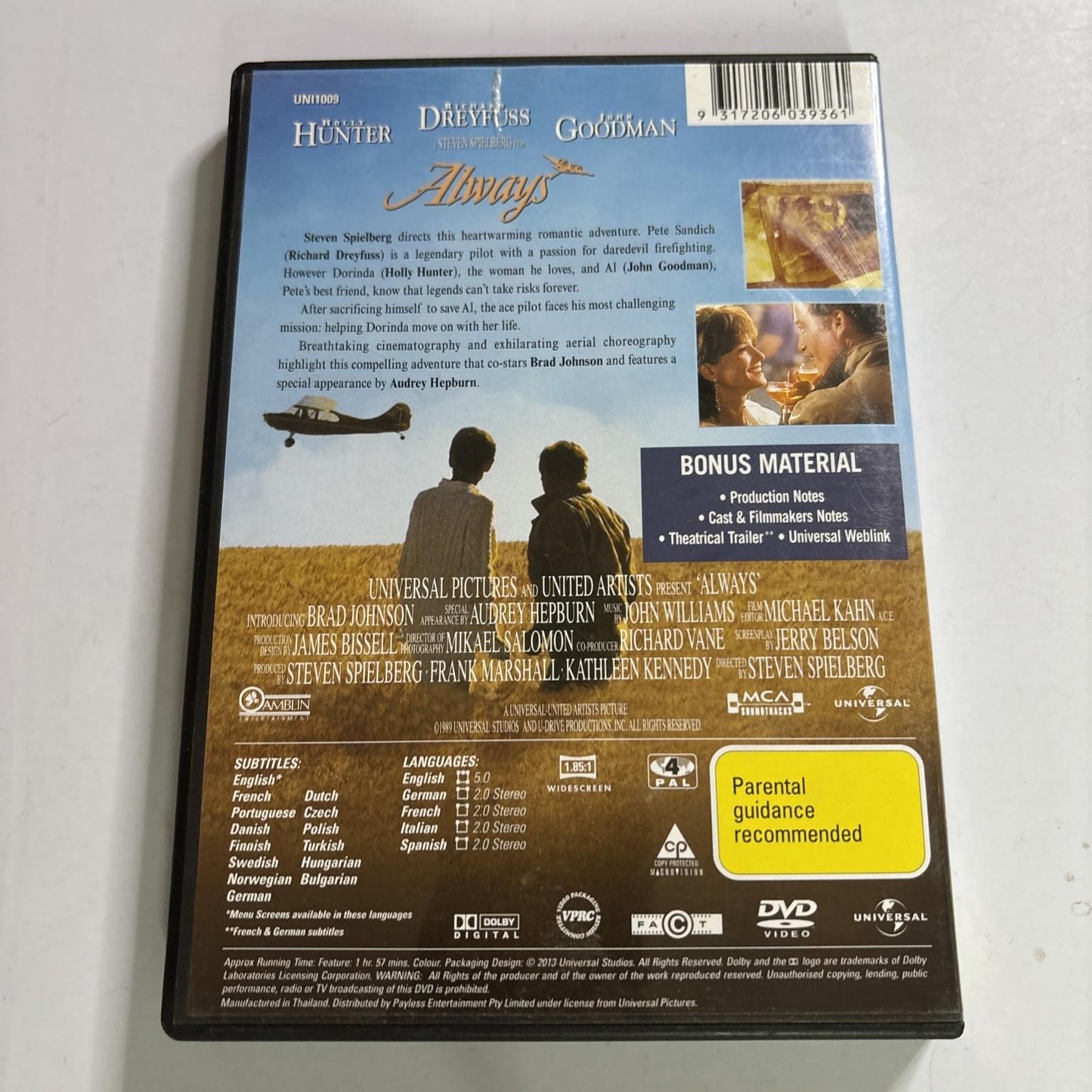 Always (DVD, 1989) Richard Dreyfuss, Holly Hunter Region 4