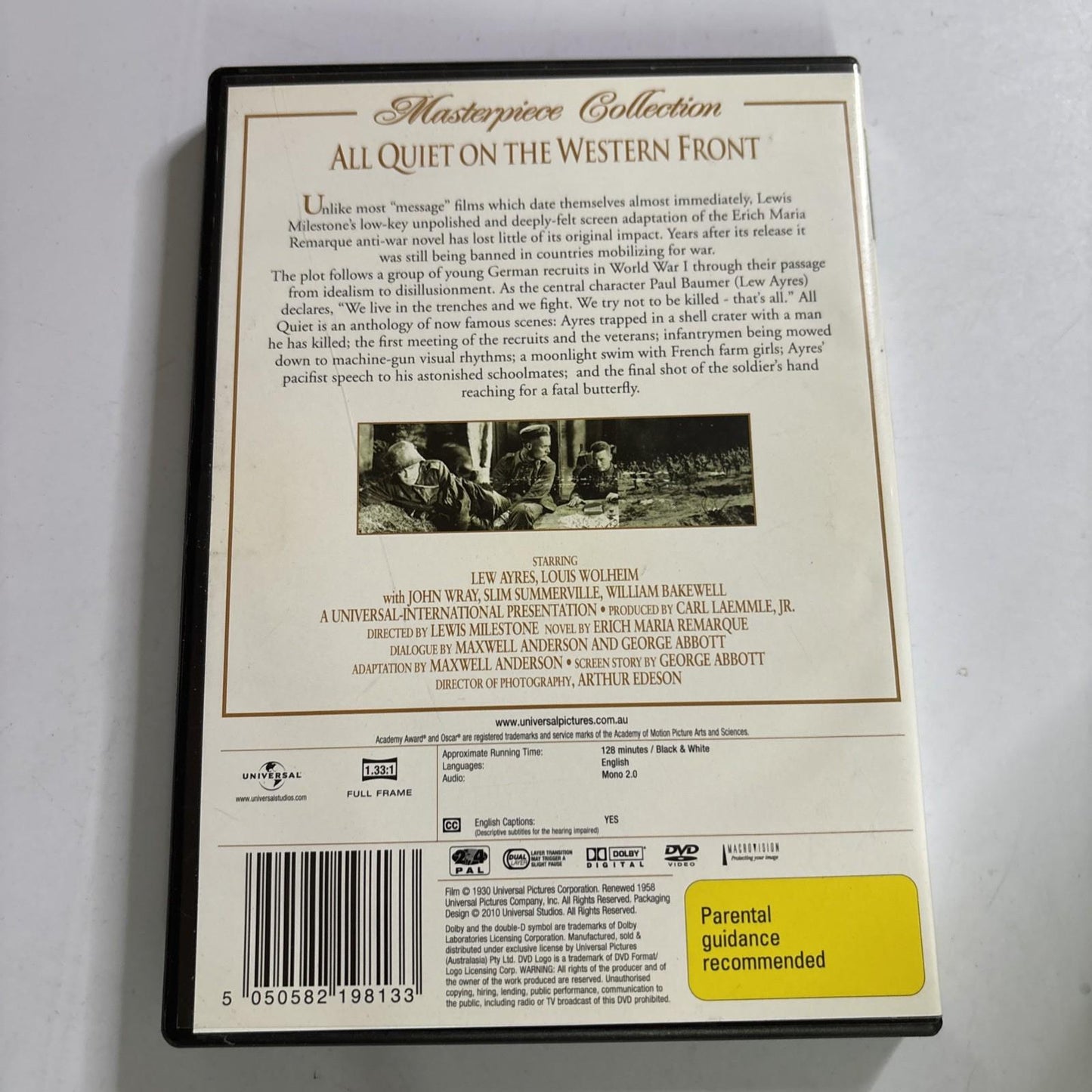 All Quiet on the Western Front (DVD, 1930) Lew Ayres Region 4,2