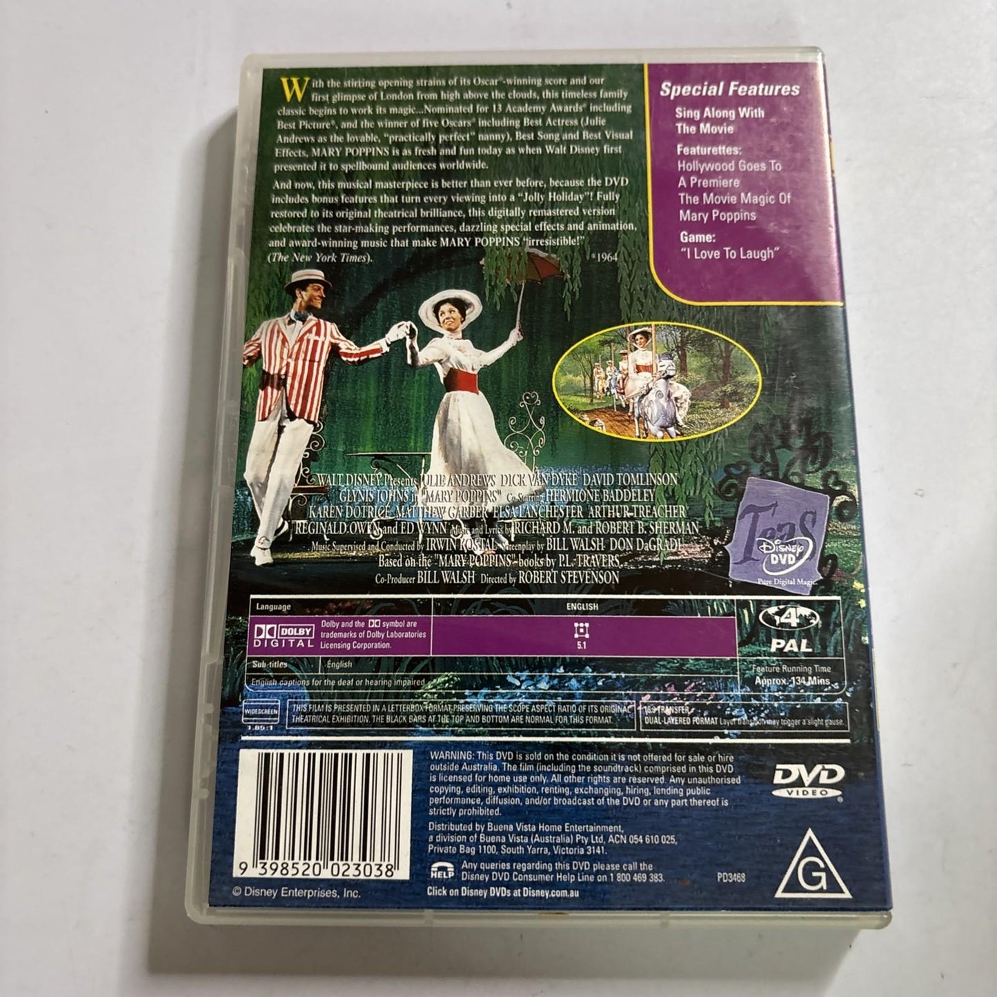 Mary Poppins (DVD, 1964) Julie Andrews Region 4