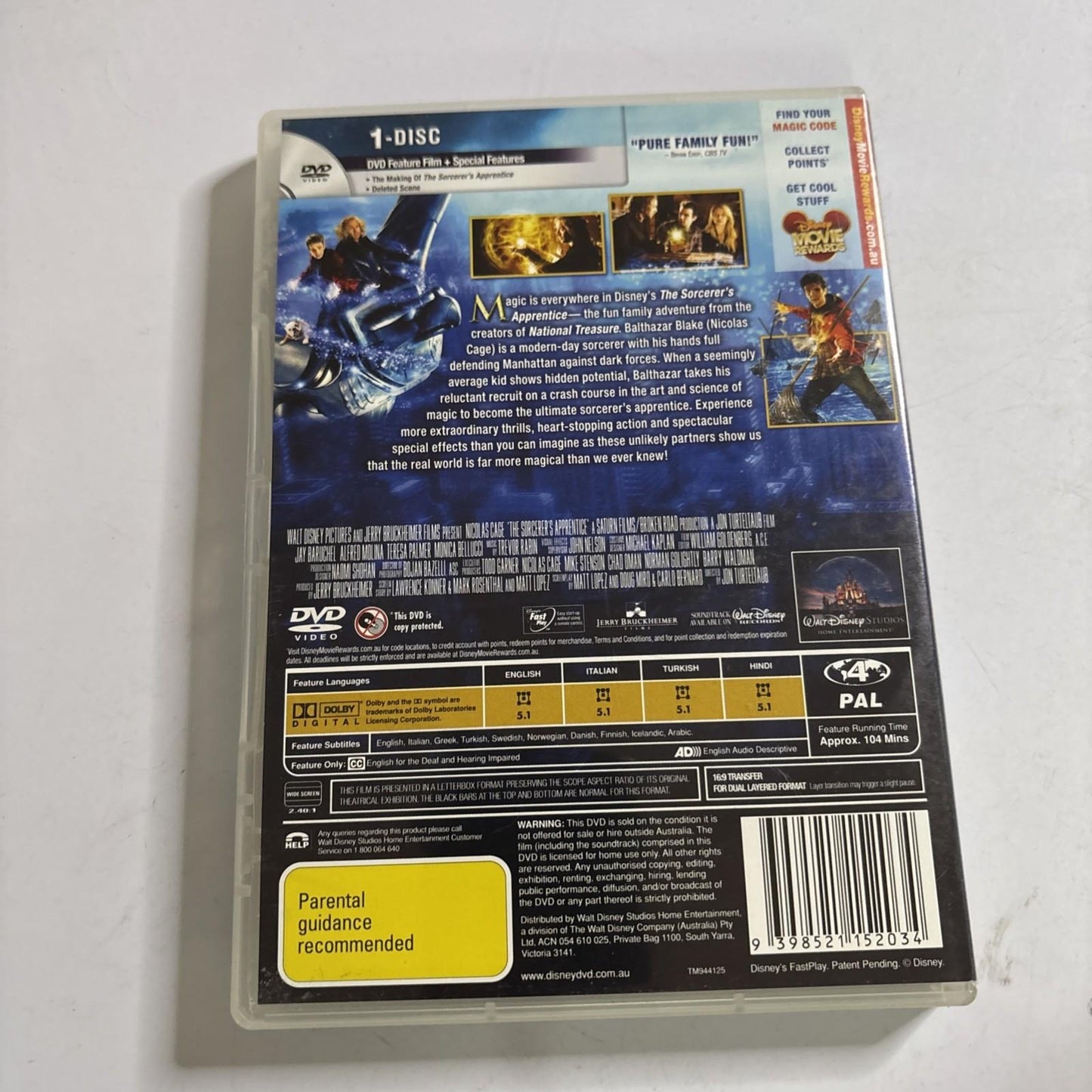 The Sorcerer's Apprentice (DVD, 2010) Nicholas Cage Disney Region 4