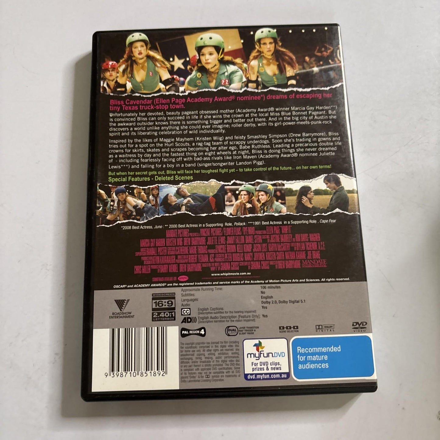 Whip It (DVD, 2009) Ellen Page Region 4