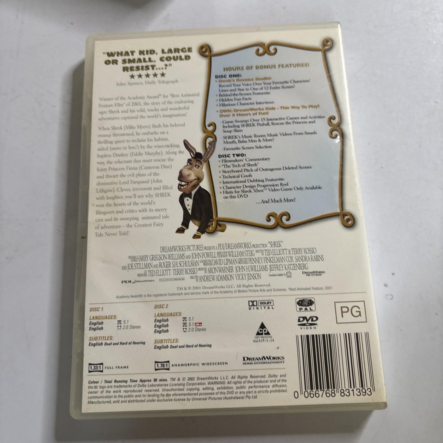 Shrek (DVD, 2001) Mike Myers, Eddie Murphy Region 4,2