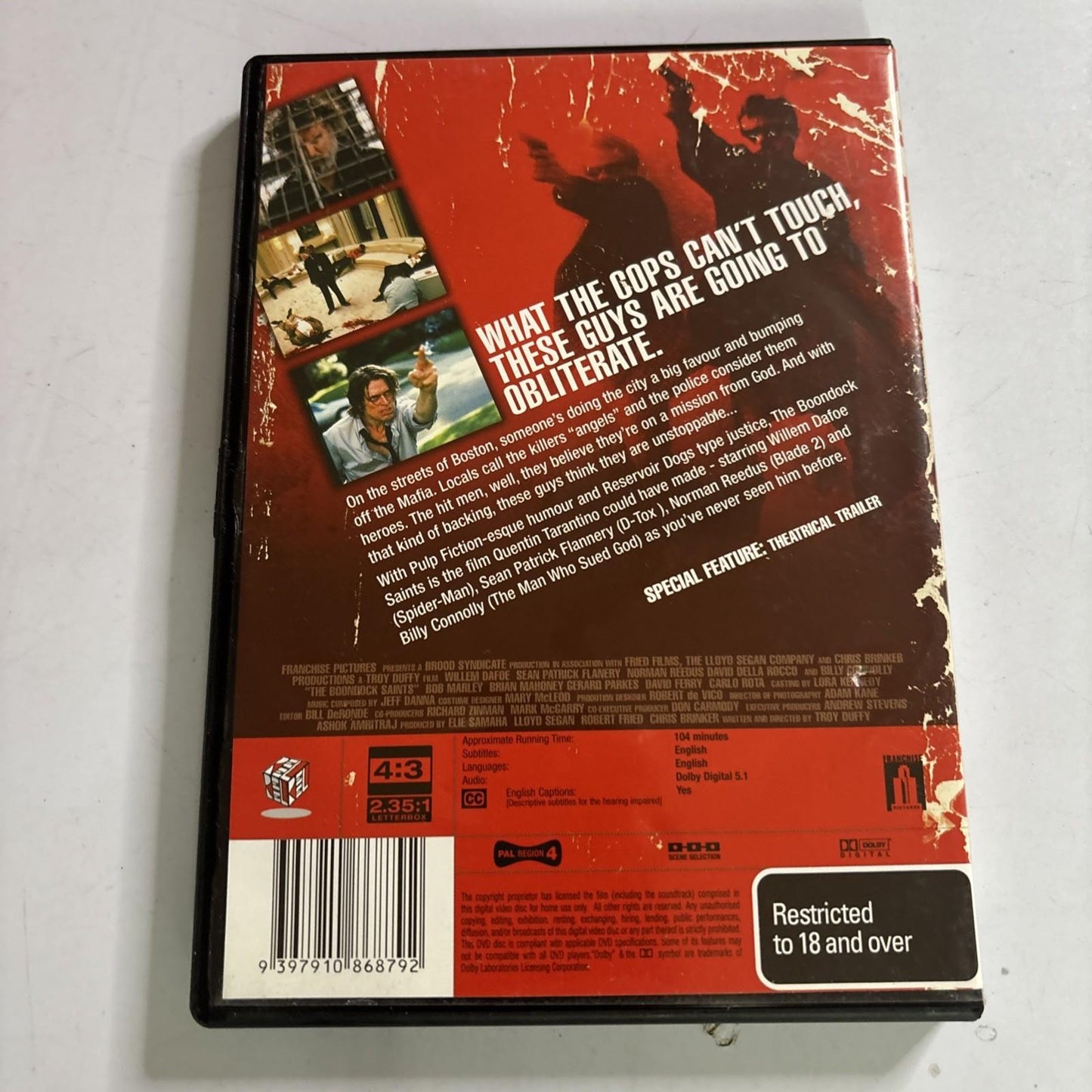 The Boondock Saints (DVD, 1999) Willem Dafoe, Sean Patrick Flannery Region 4
