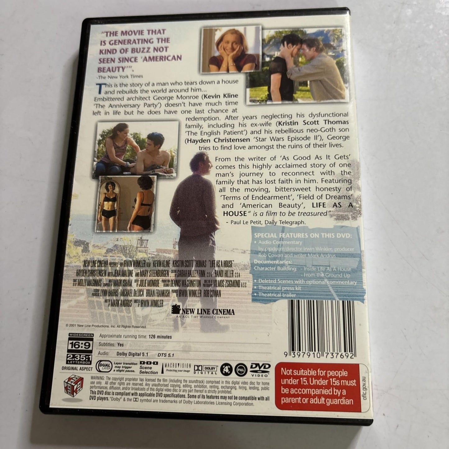 Life As a House (DVD, 2002) Kevin Kline, Kristin Scott Thomas Region 4