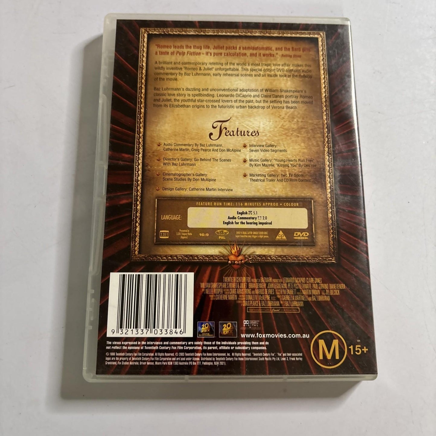 Romeo and Juliet (DVD, 1996) Leonardo DiCaprio Region 4
