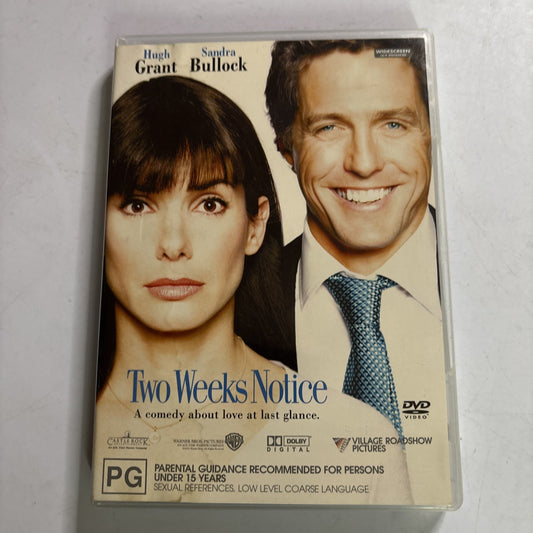Two Weeks Notice (DVD, 2002) Hugh Grant, Sandra Bullock Region 4