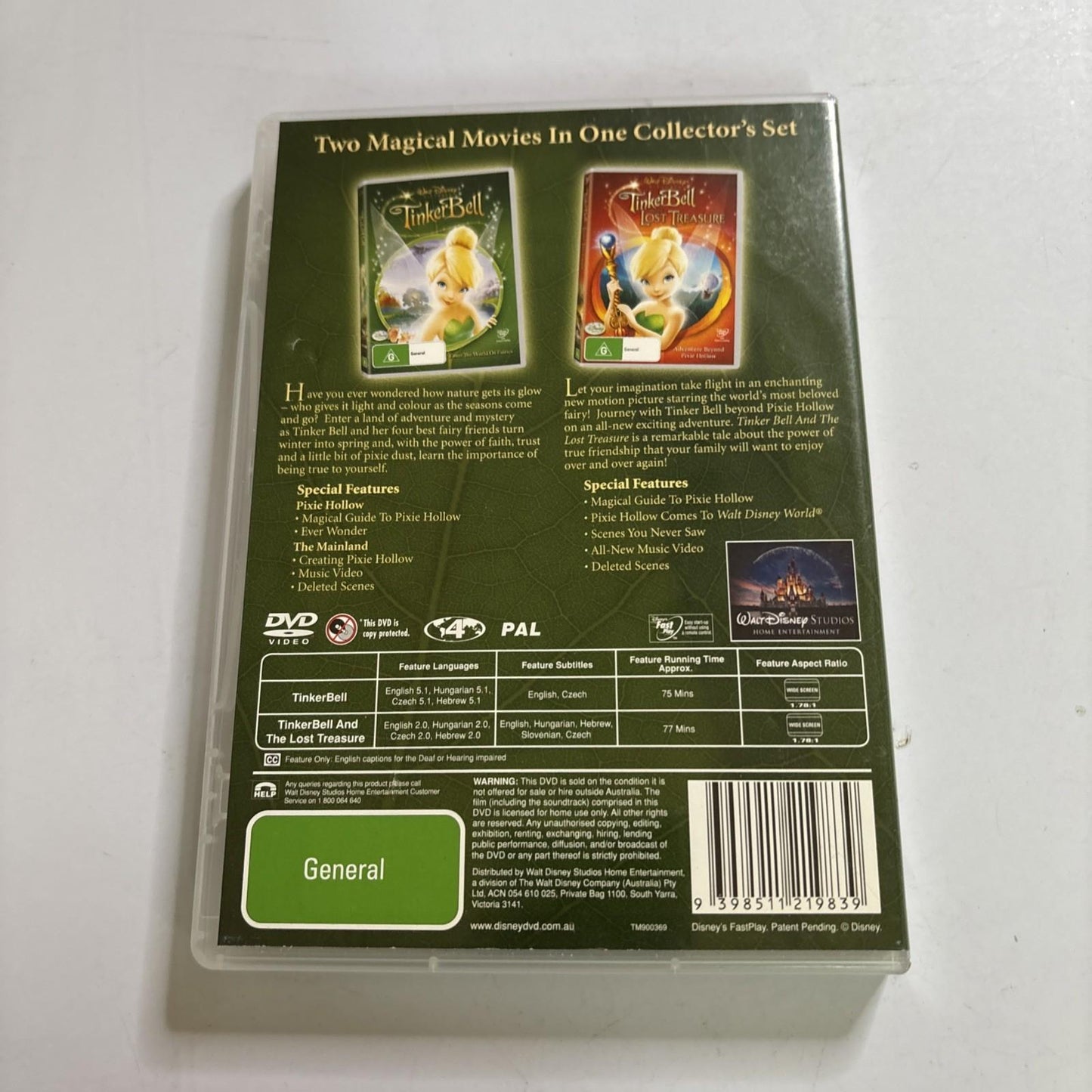 Tinker Bell / Tinker Bell and the Lost Treasure (DVD, 2008) Region 4