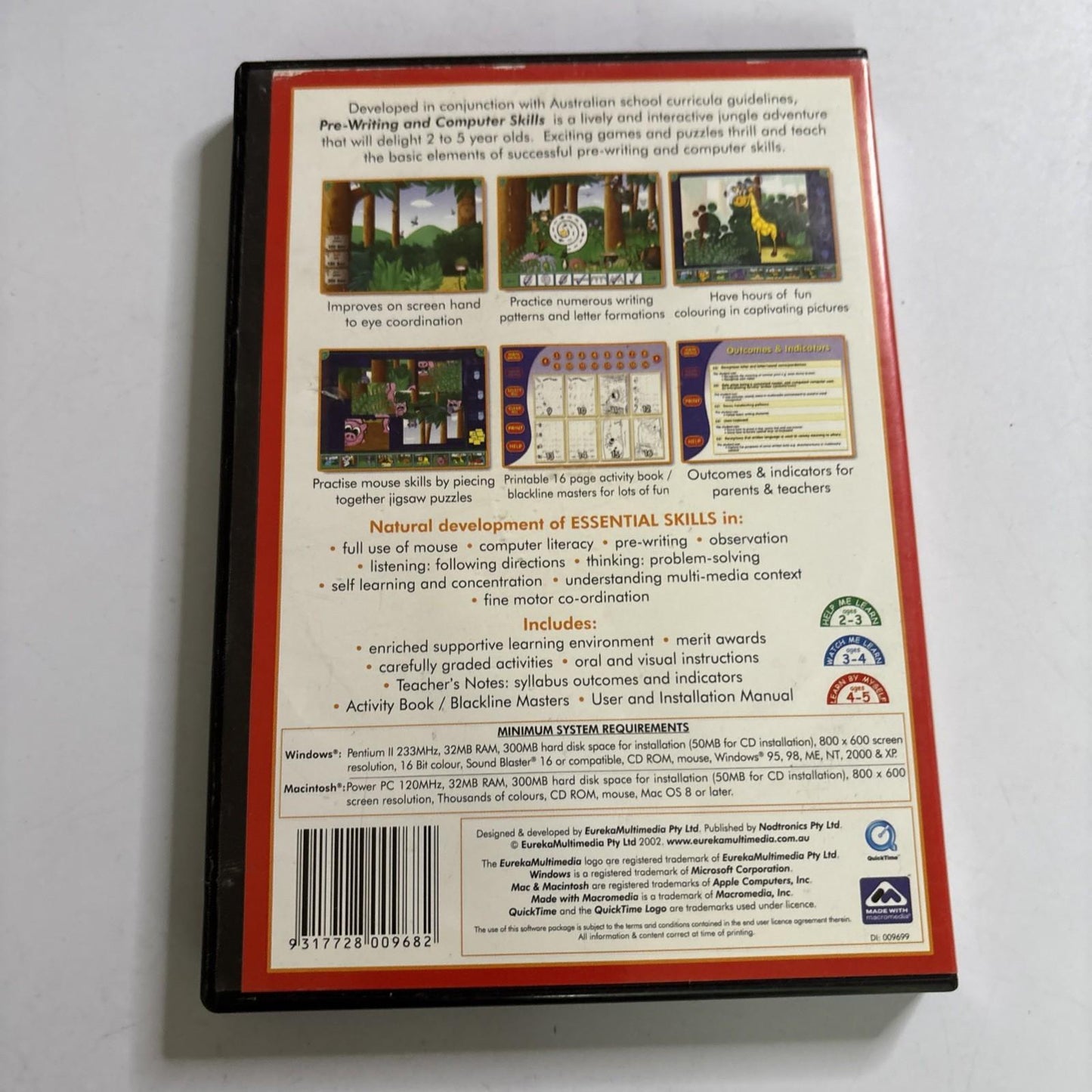 Eureka Developes Pre-Writing & Computer Skills for PC Mac CDROM