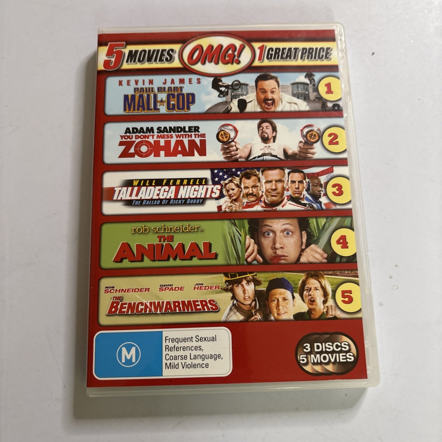 The Animal / The Benchwarmers / Mall Cop / Zohan / Taledega Nights  DVD NEW