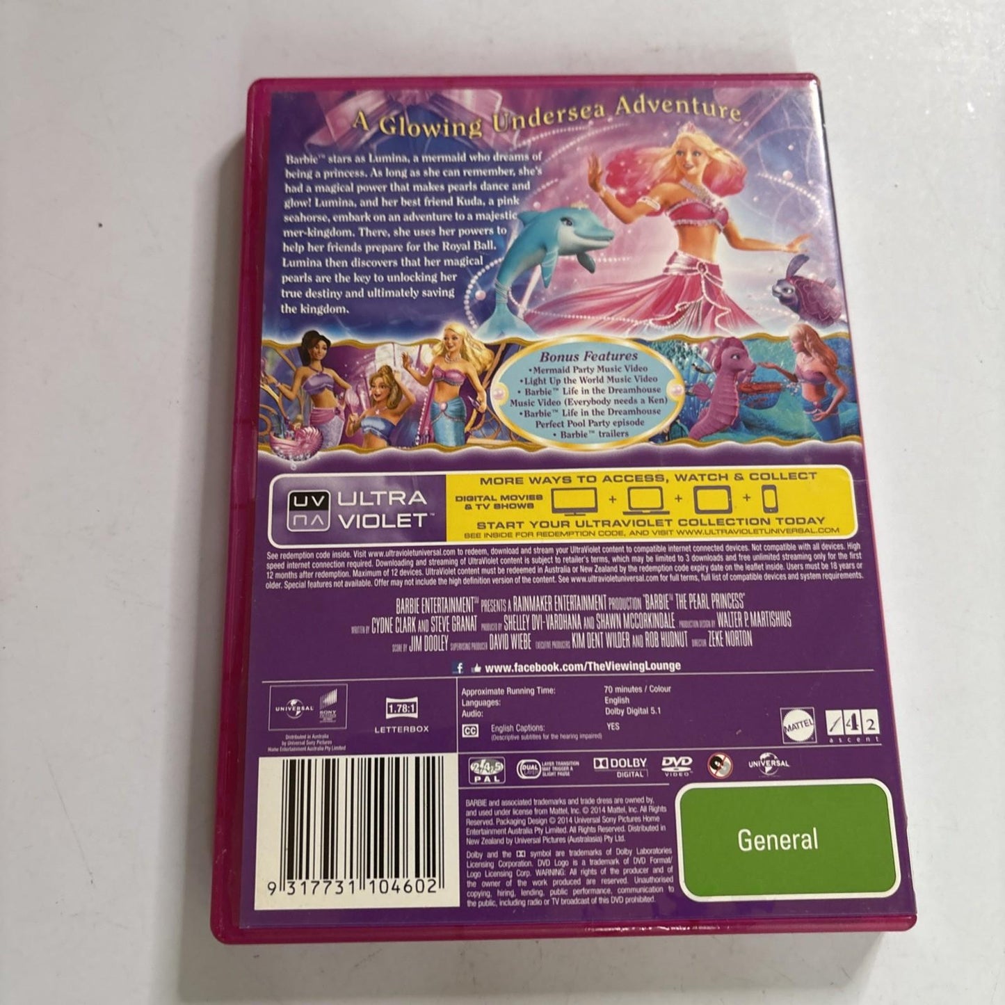 Barbie - The Pearl Princess (DVD, 2013) Region 4,2