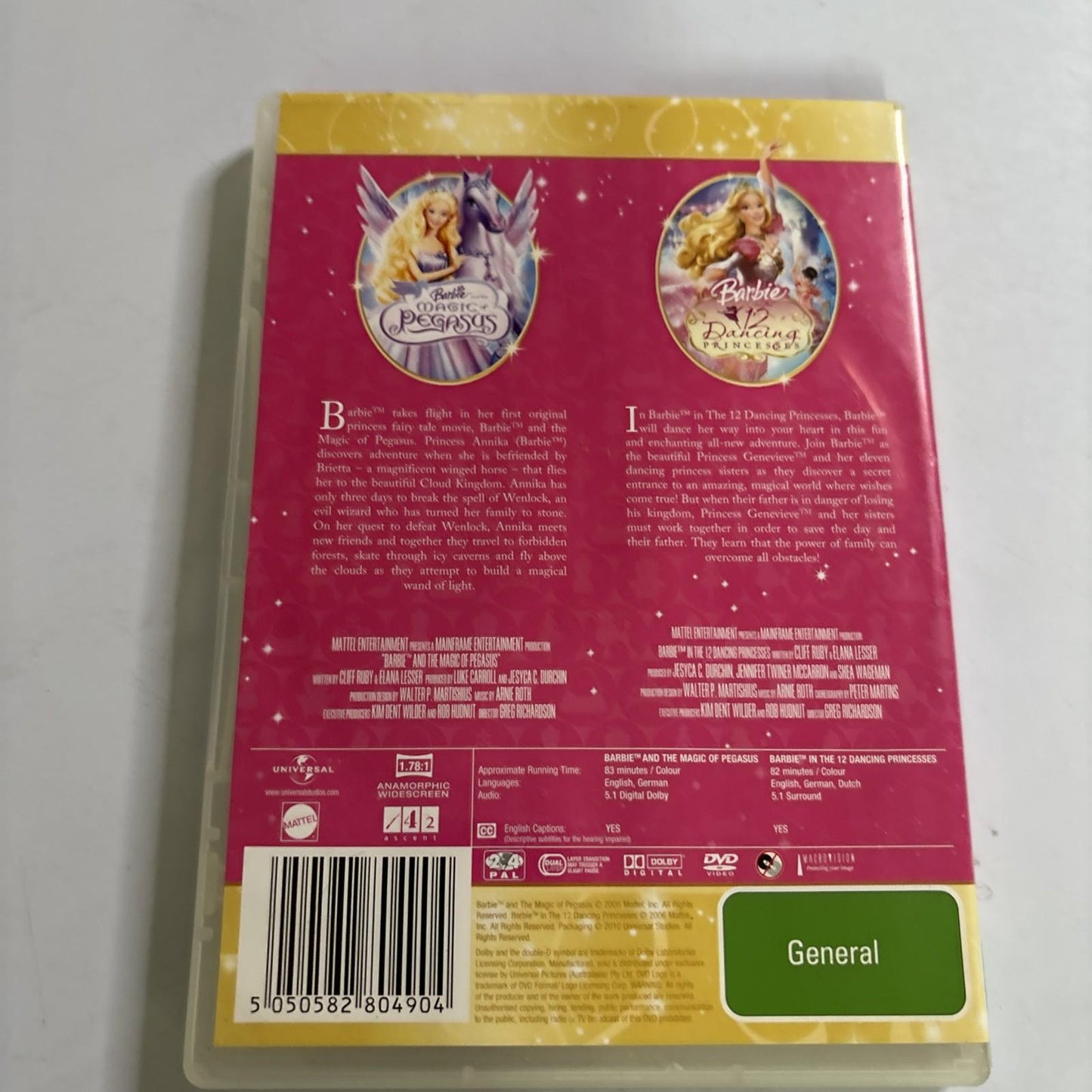 Barbie: Magic of Pegasus & 12 Dancing Princesses (DVD, 2-Disc) Region 4,2