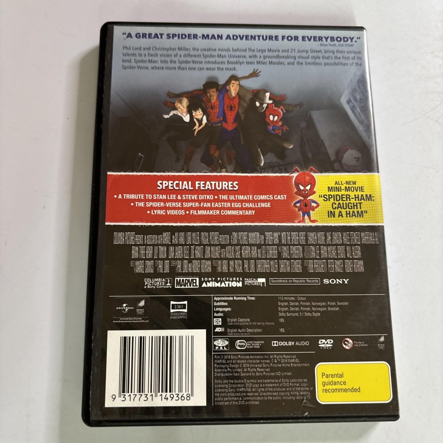 Spider-Man - Into the Spider-Verse (DVD, 2018) Region 4,2