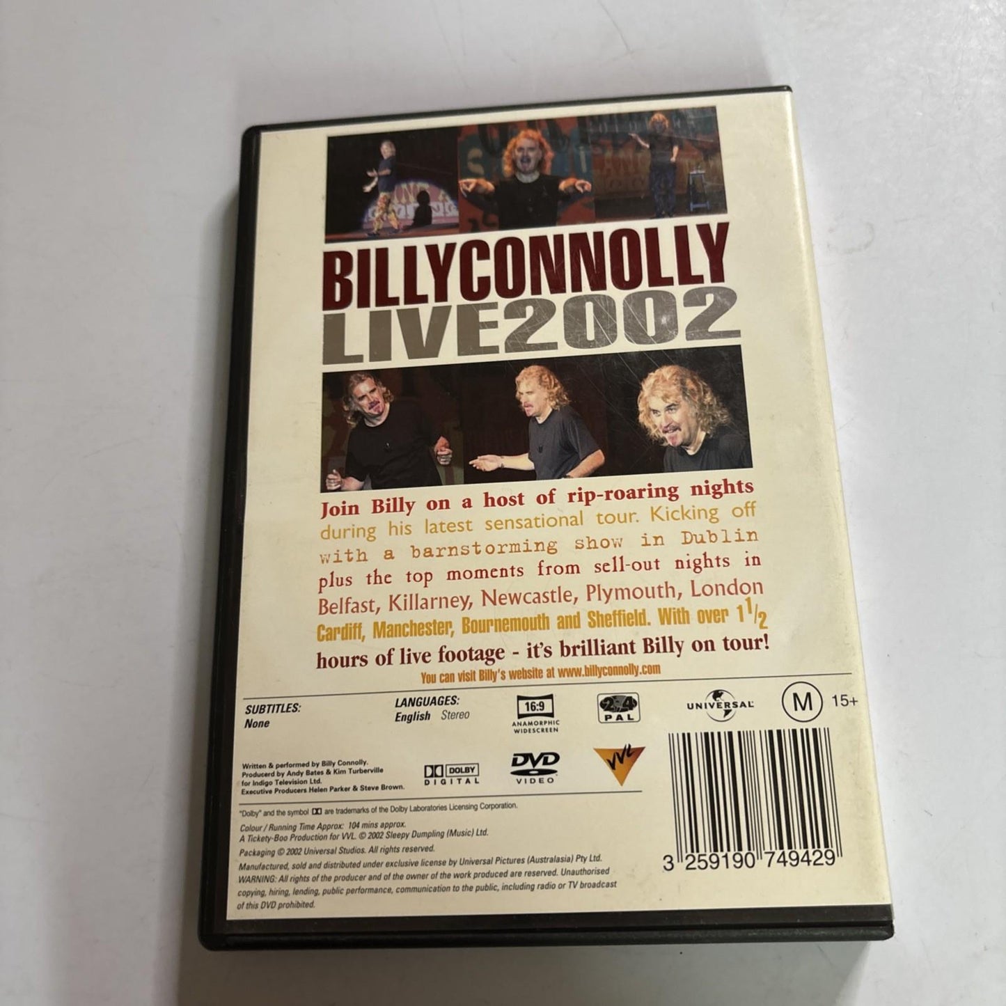Billy Connolly - Live 2002 (DVD, 2002) Region 4,2