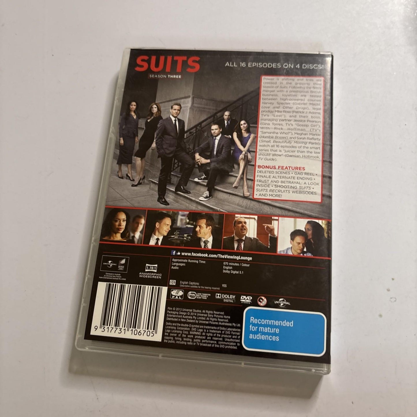 Suits : Season 3 (DVD, 2013) Region 4,2