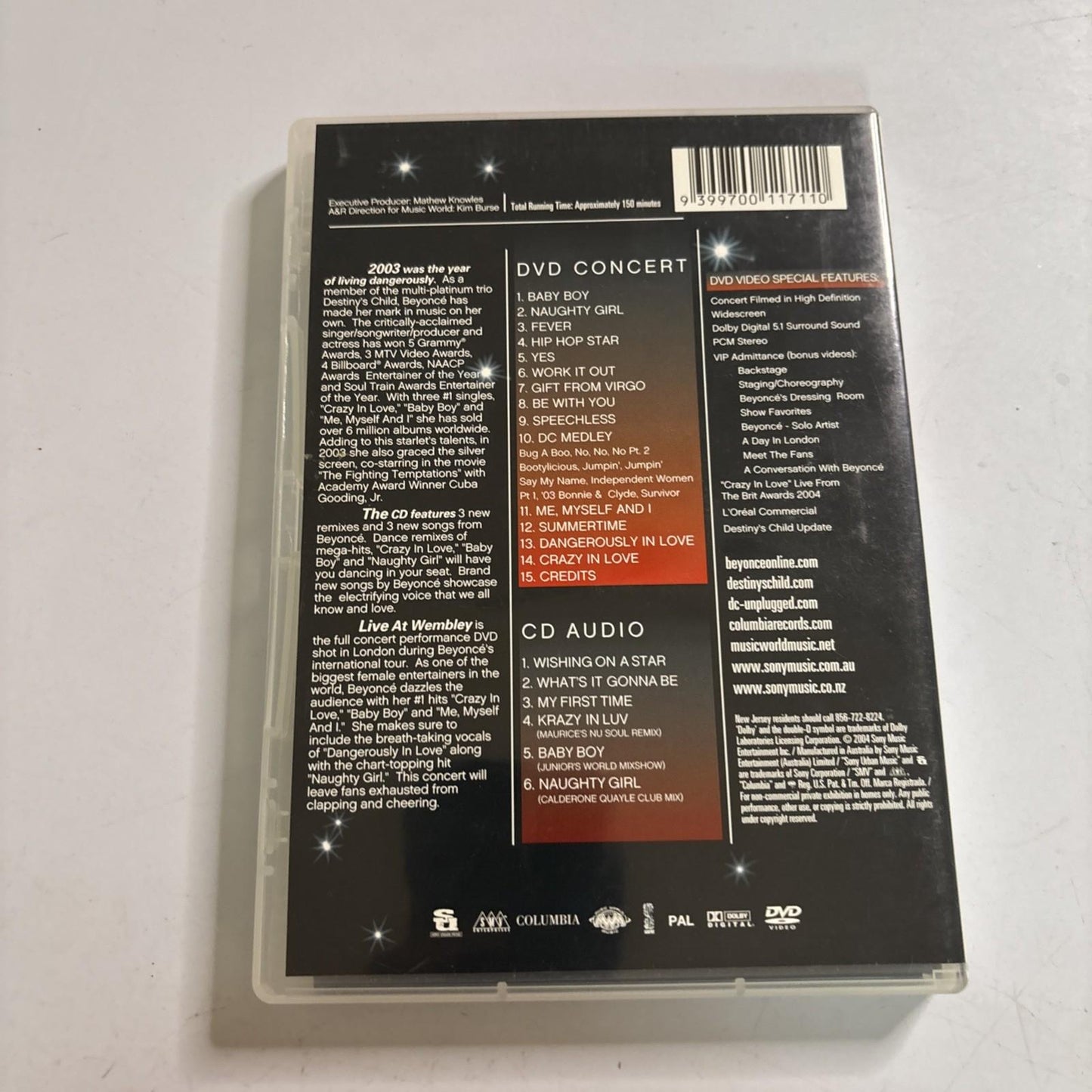 Beyonce - Live At Wembley (DVD + CD, 2003) All Regions