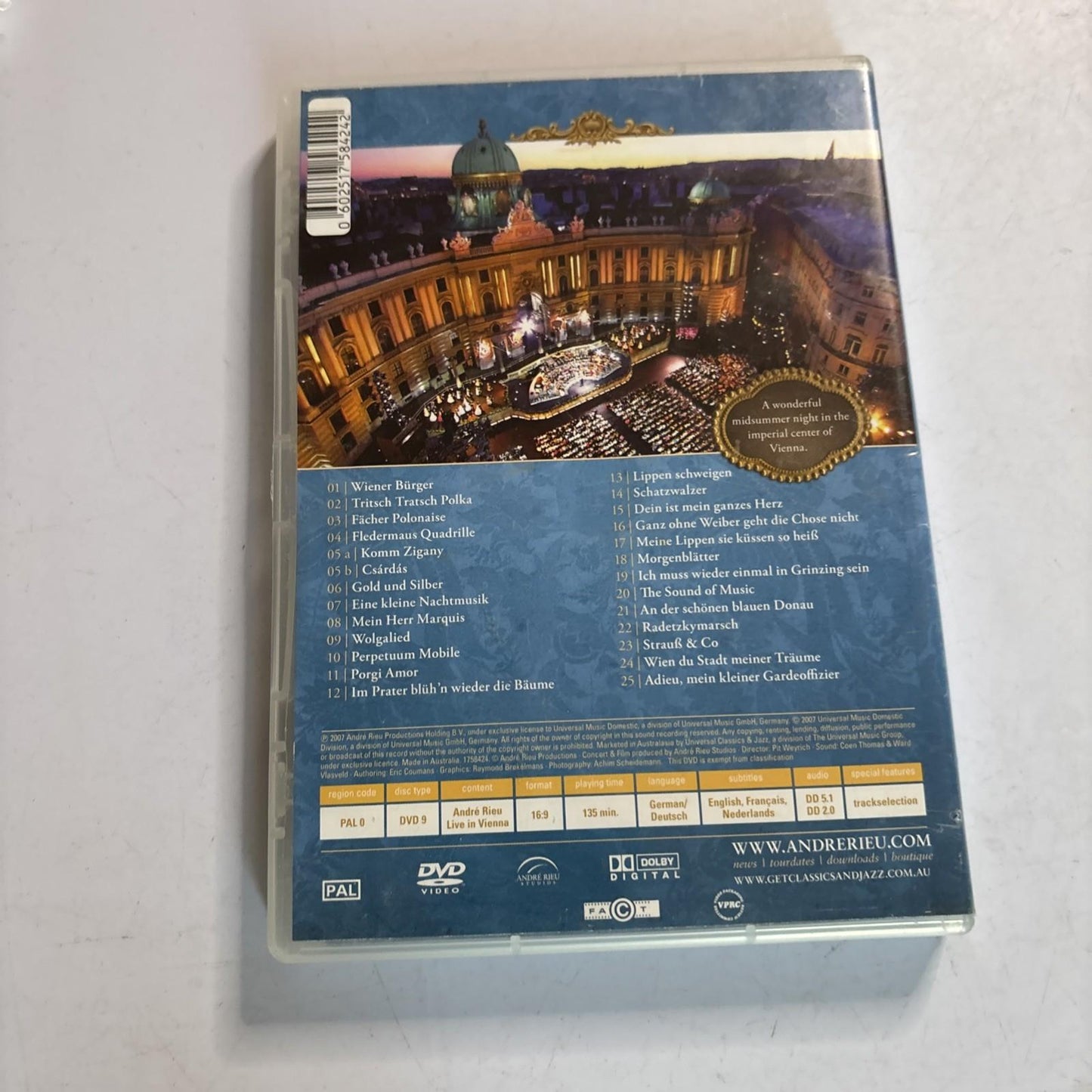 André Rieu - Live in Vienna (DVD, 2008) All Regions
