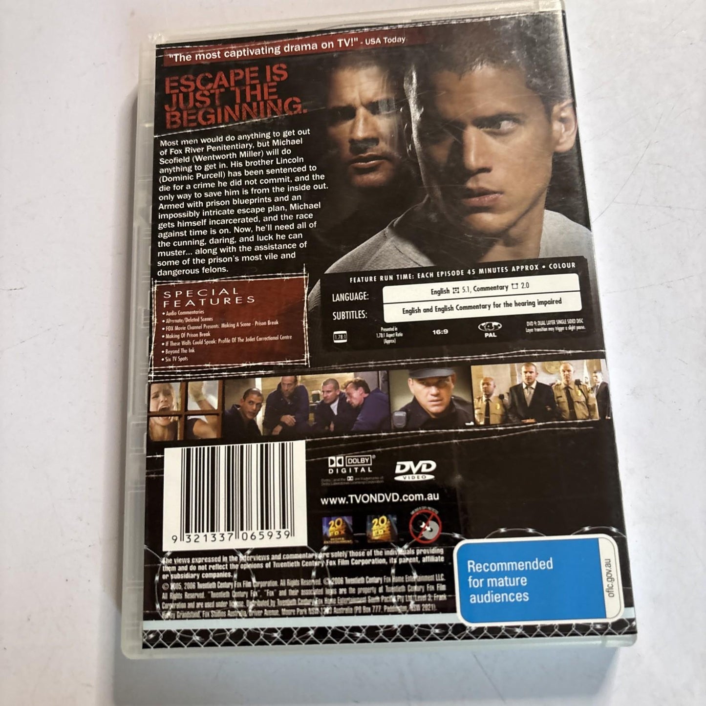 Prison Break : Season 1 (DVD, 2005) Region 4