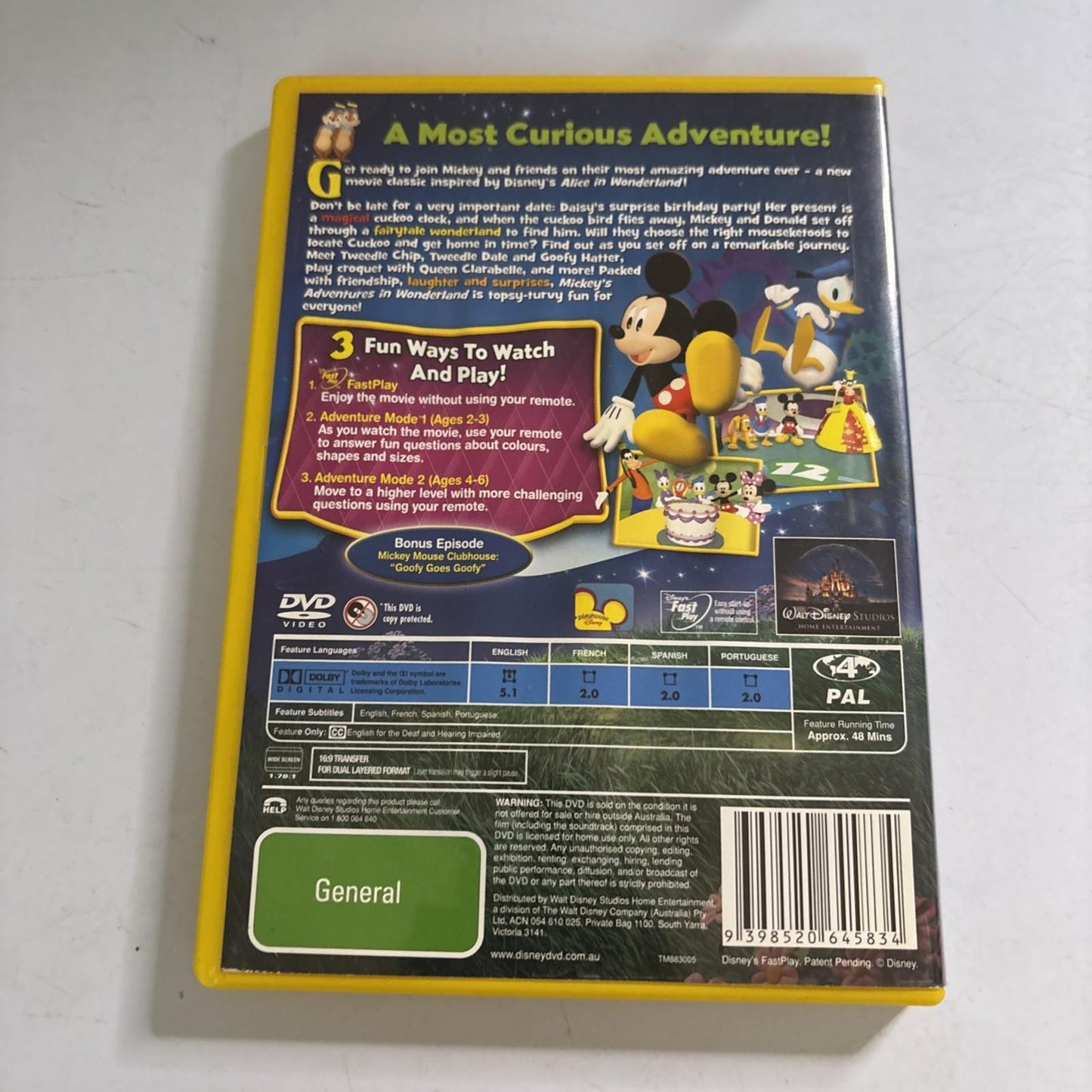 Mickey Mouse Clubhouse - Mickey's Adventures in Wonderland (DVD, 2007) Region 4