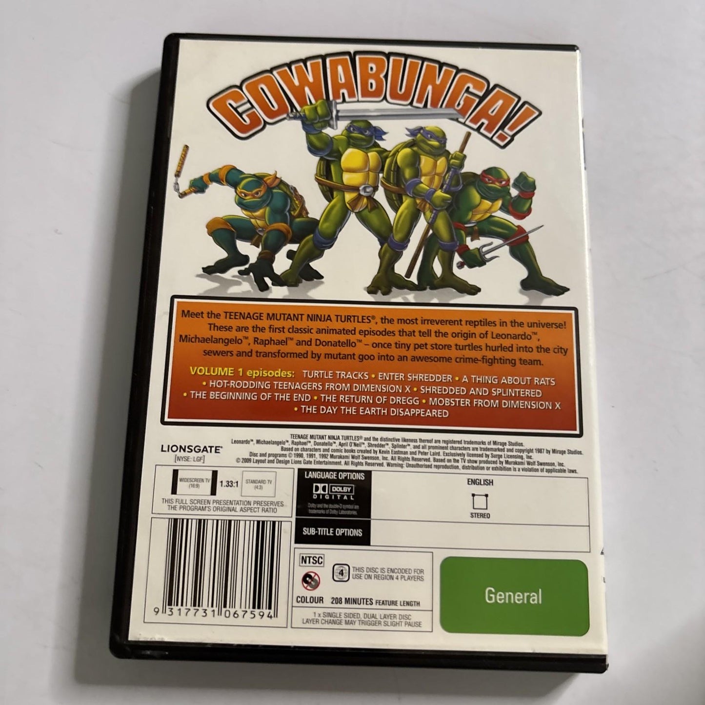 Teenage Mutant Ninja Turtles : Vol 1 (DVD, 1987) Region 4