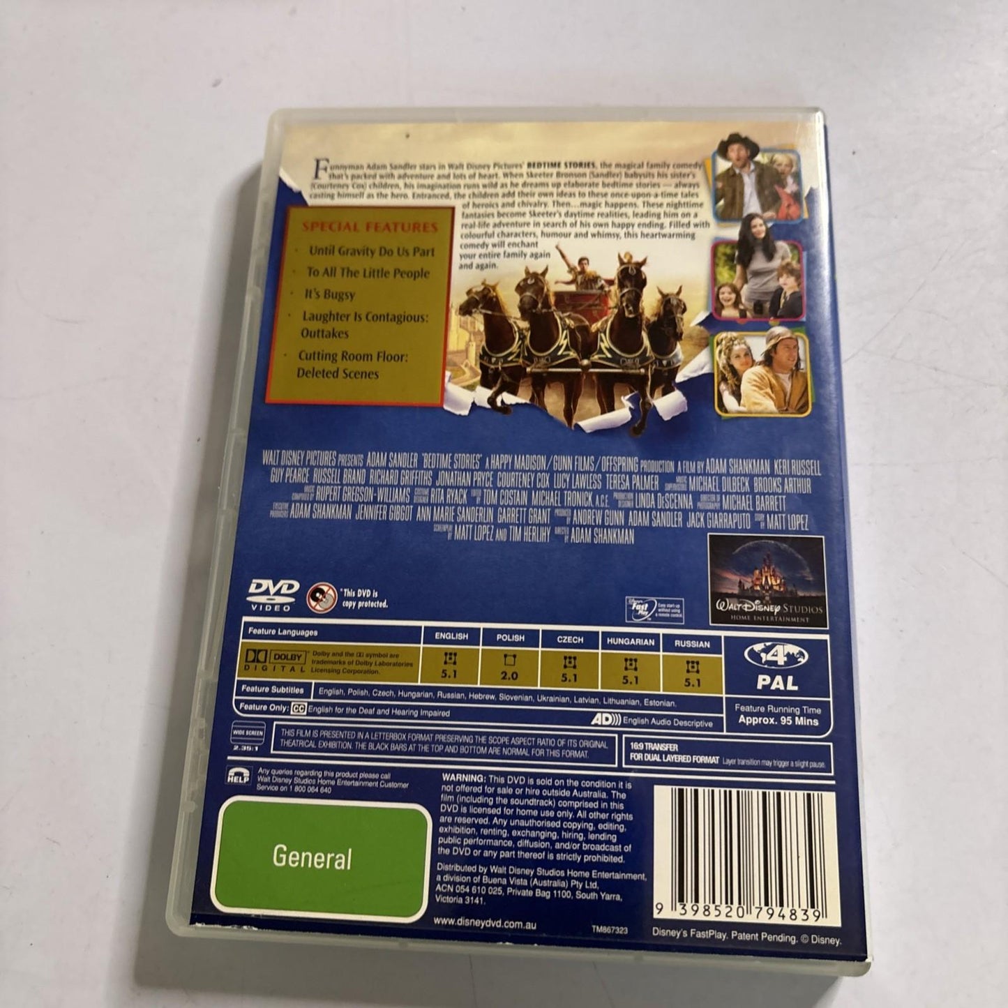 Bedtime Stories (DVD, 2008) Adam Sandler Region 4