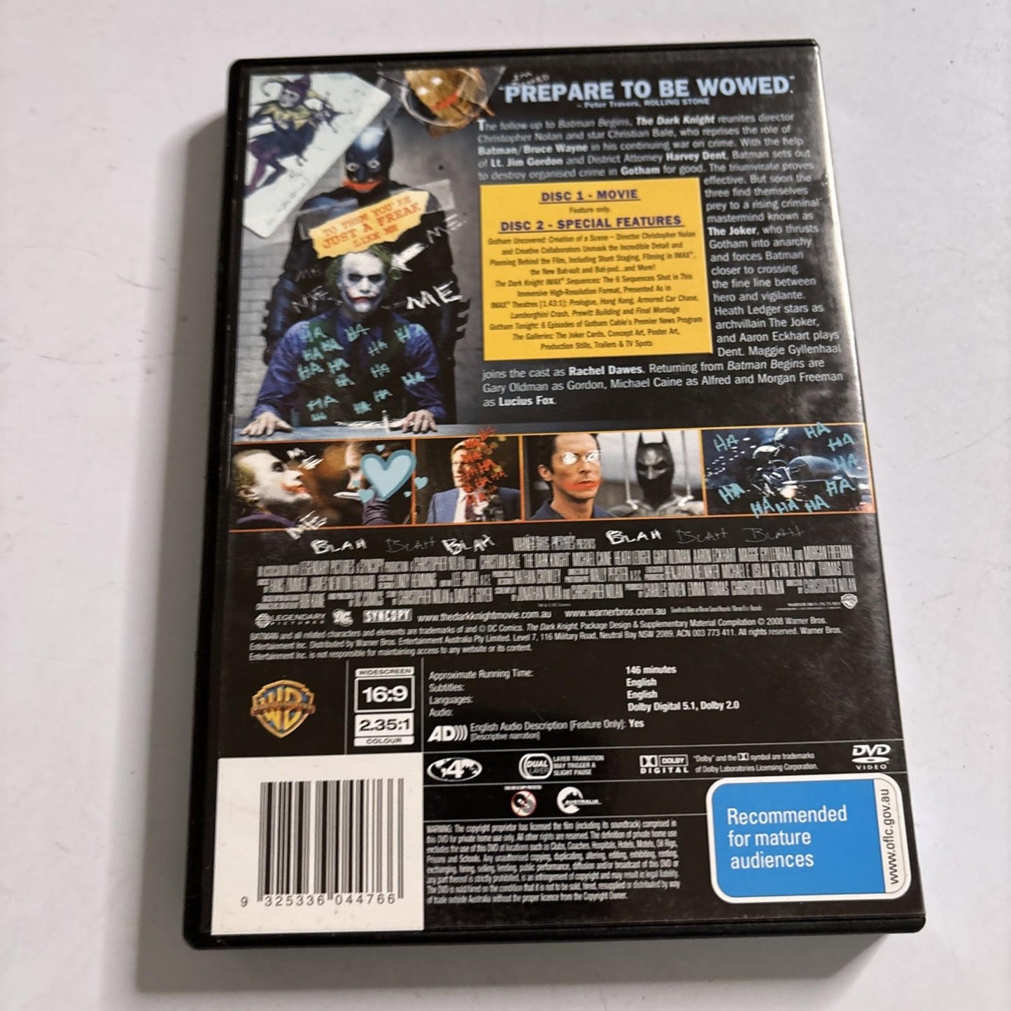 The Dark Knight (Special Edition, DVD 2008) Heath Ledger, Christian Bale Region4