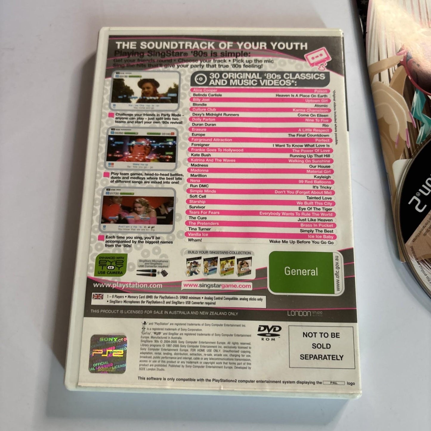 SingStar '80's Sony Playstation 2 PS2 PAL Manual