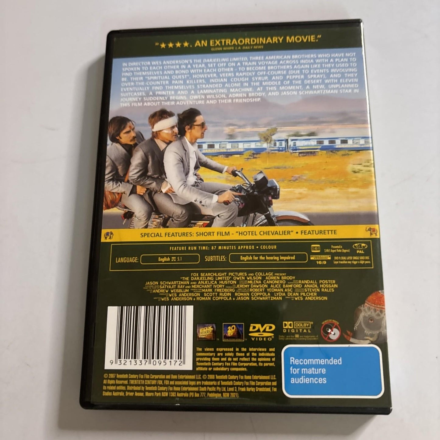 The Darjeeling Limited (DVD, 2007) Owen Wilson, Jason Schwartzman Region 4