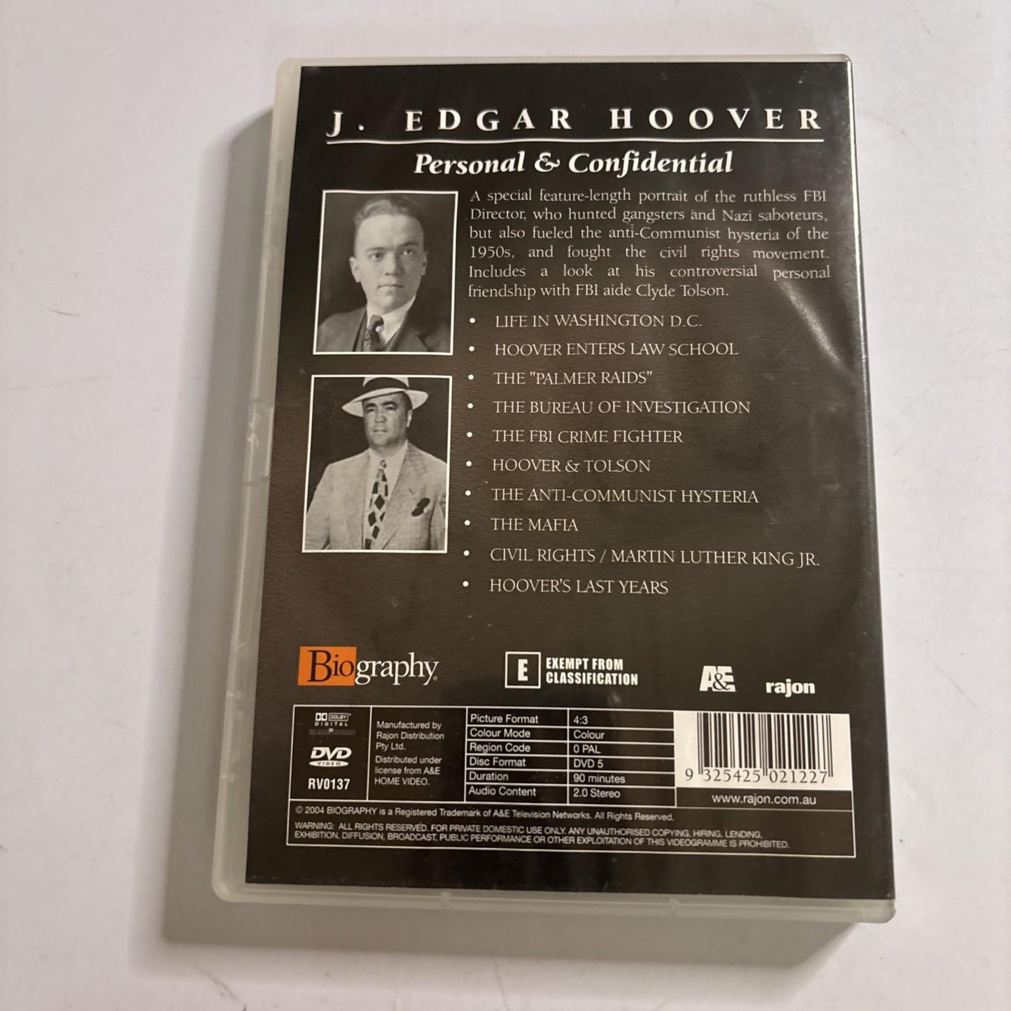 Biography Channel: J. Edgar Hoover Personal & Confidential (DVD 2004) All Region