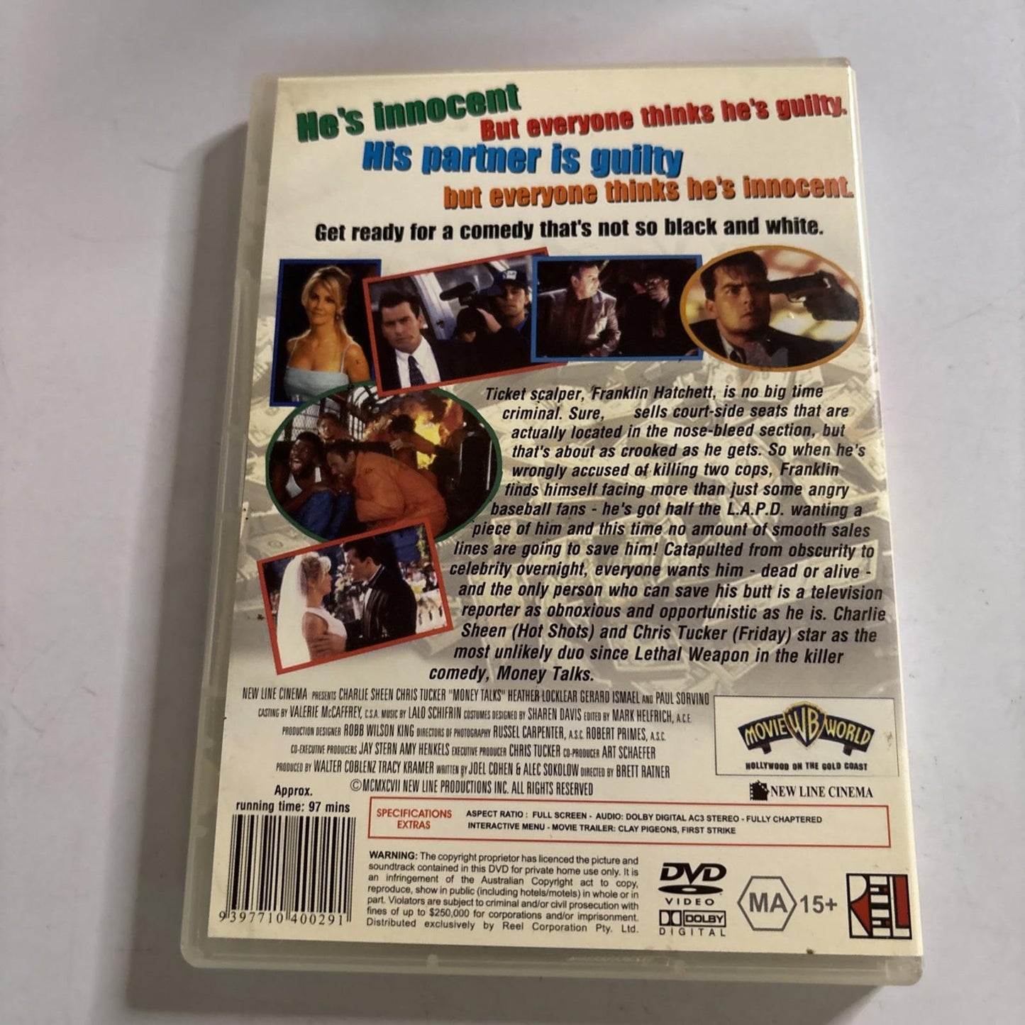 Money Talks (DVD, 1997) Charlie Sheen, Chris Tucker Region 4