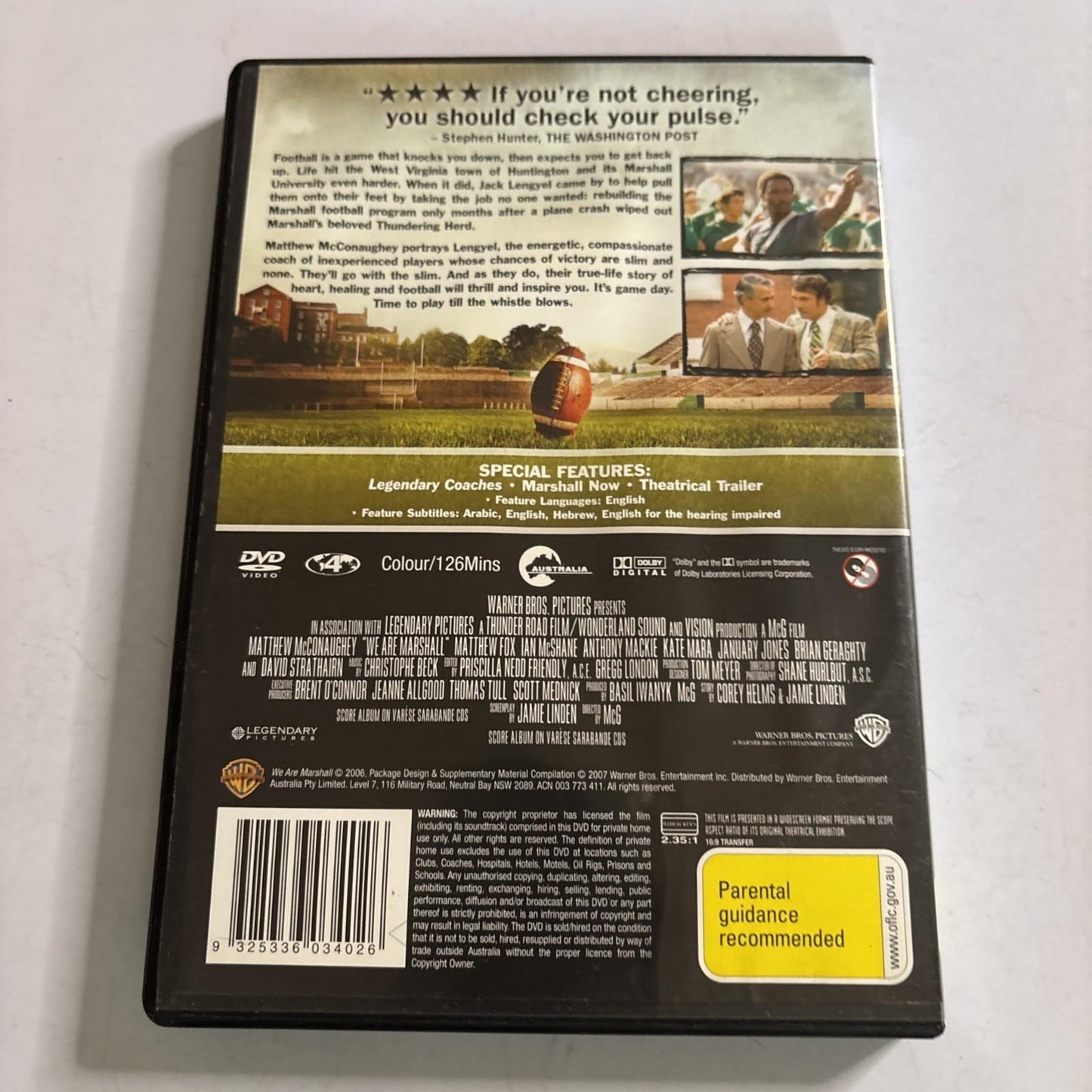 We Are Marshall (DVD, 2006) Matthew McConaughey Region 4