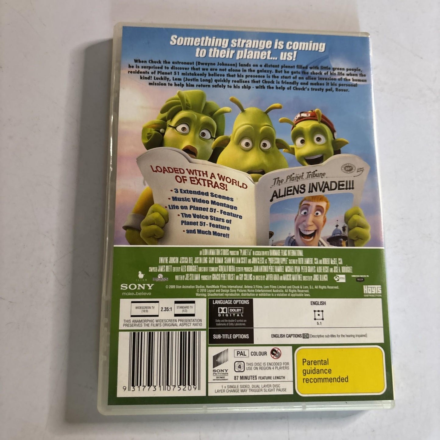 Planet 51 (DVD, 2009) Dwayne Johnson, Lewis Macleod, Rupert Degas Region 4