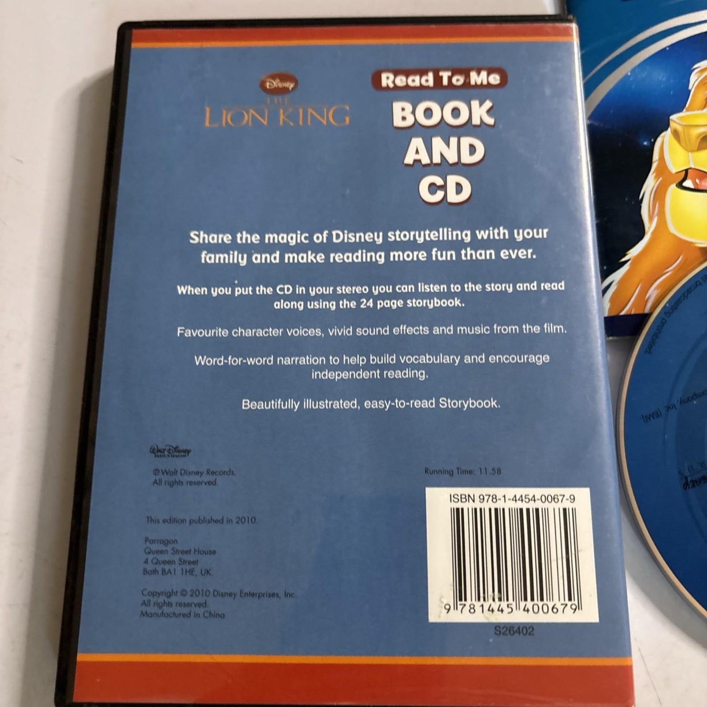 The Lion King Book and CD Disney's Read To Me (CD, 2010)