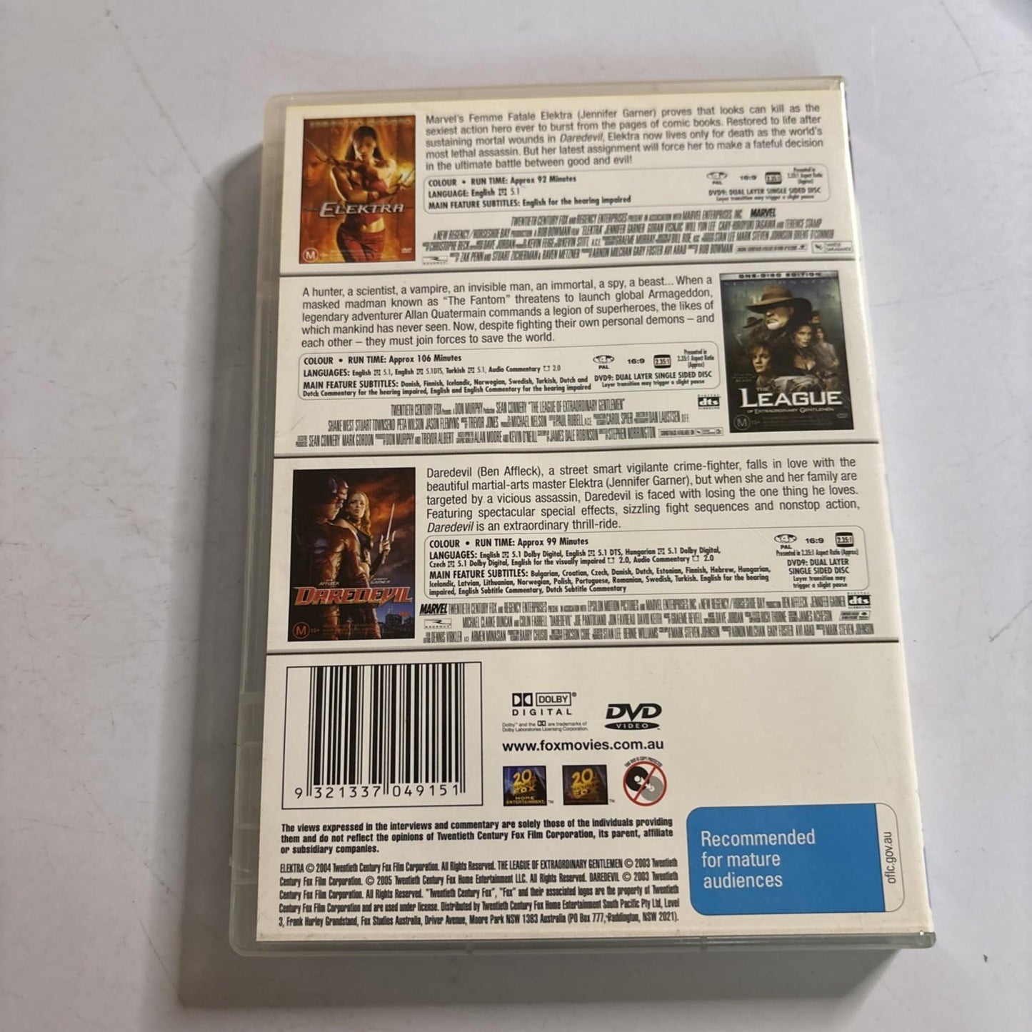 Elektra / The League of Extraodinary Gentlemen / Daredevil DVD Region 4