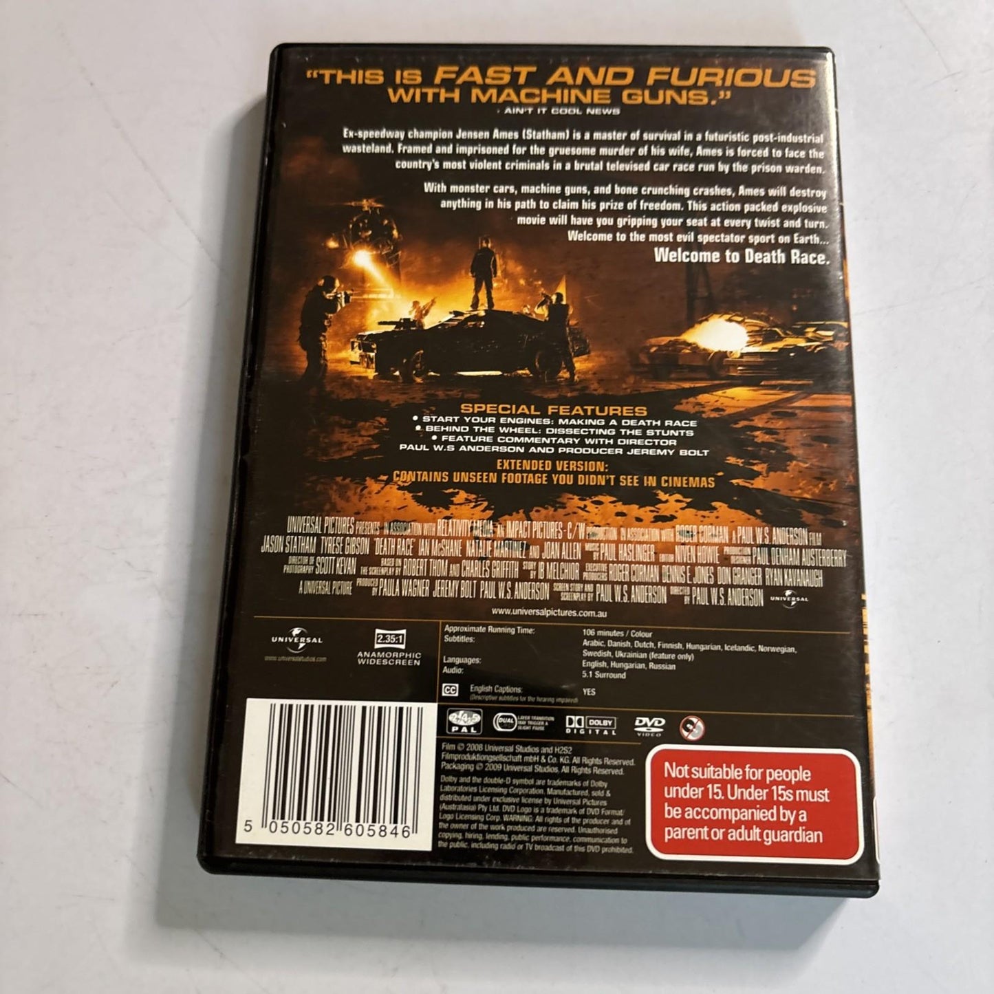 Death Race (DVD, 2008) Jason Statham Region 4,2 NEW