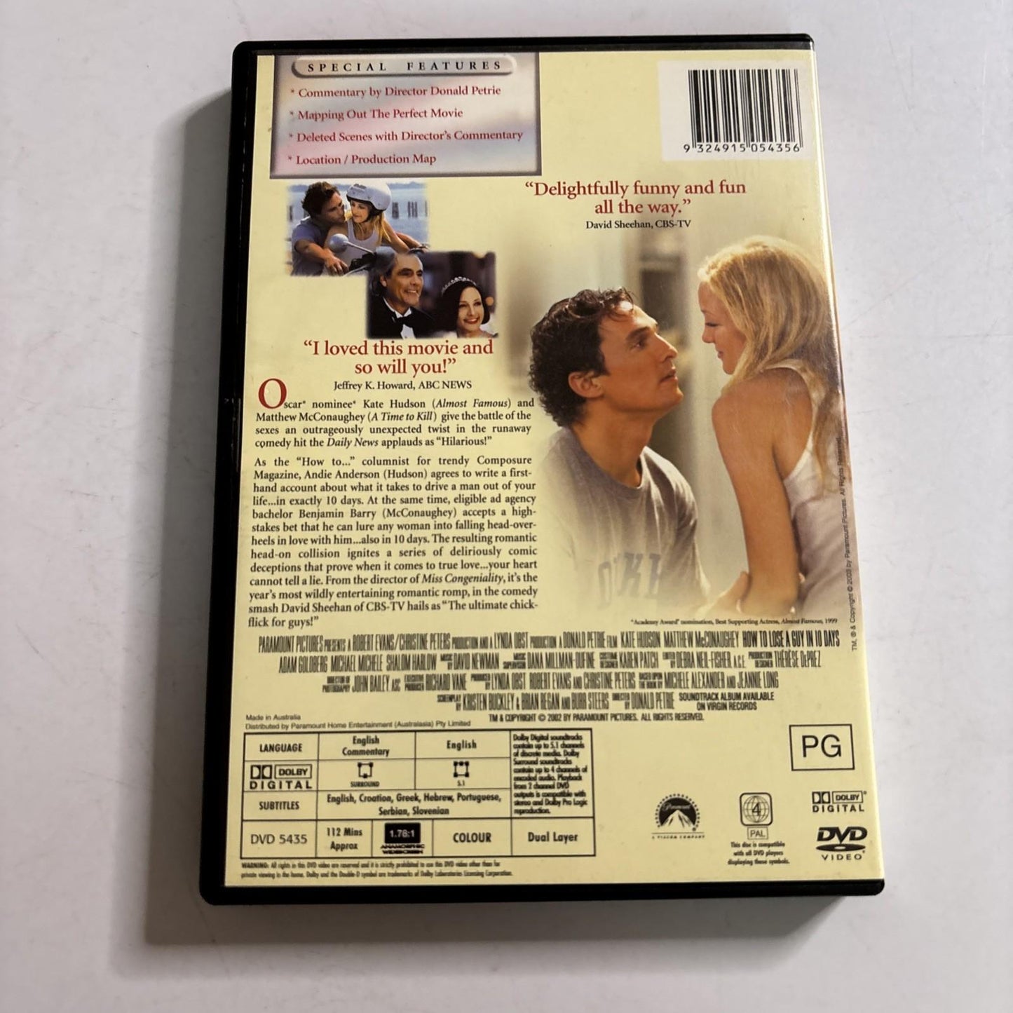 How to Lose a Guy in 10 Days (DVD, 2002) Matthew McConaughey, Region 4