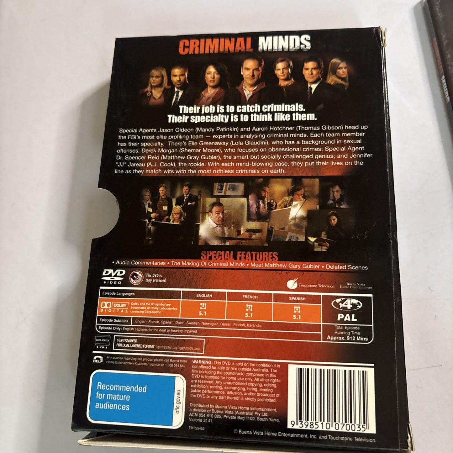 Criminal Minds : Season 1 (DVD, 2005) Region 4