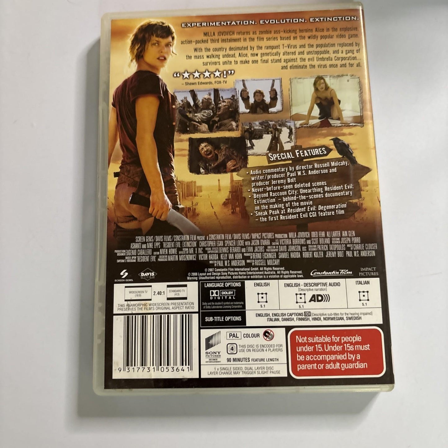 Resident Evil - Extinction (DVD, 2007) Milla Jovovich Region 4