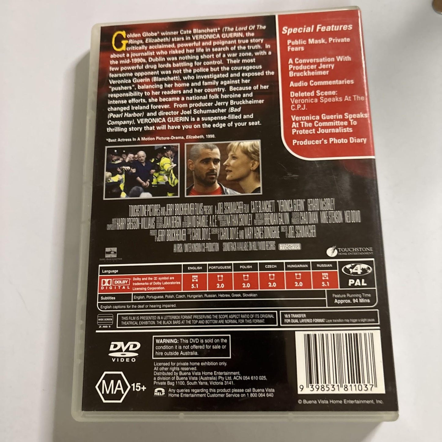Veronica Guerin (DVD, 2003) Cate Blanchett Region 4