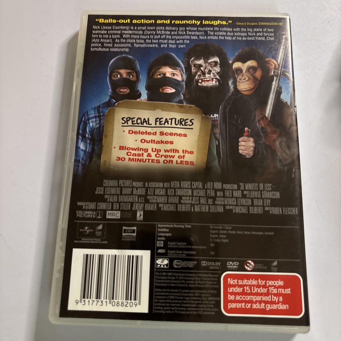 30 Minutes or less (DVD, 2011) Jesse Eisenberg, Danny McBride Region 4,2