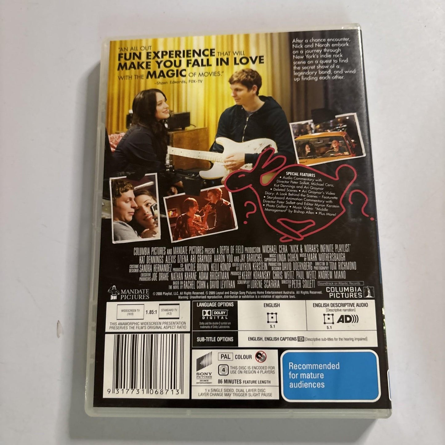 Nick & Norah's Infinite Playlist (DVD, 2008) Michael Cera, Kat Dennings Region 4
